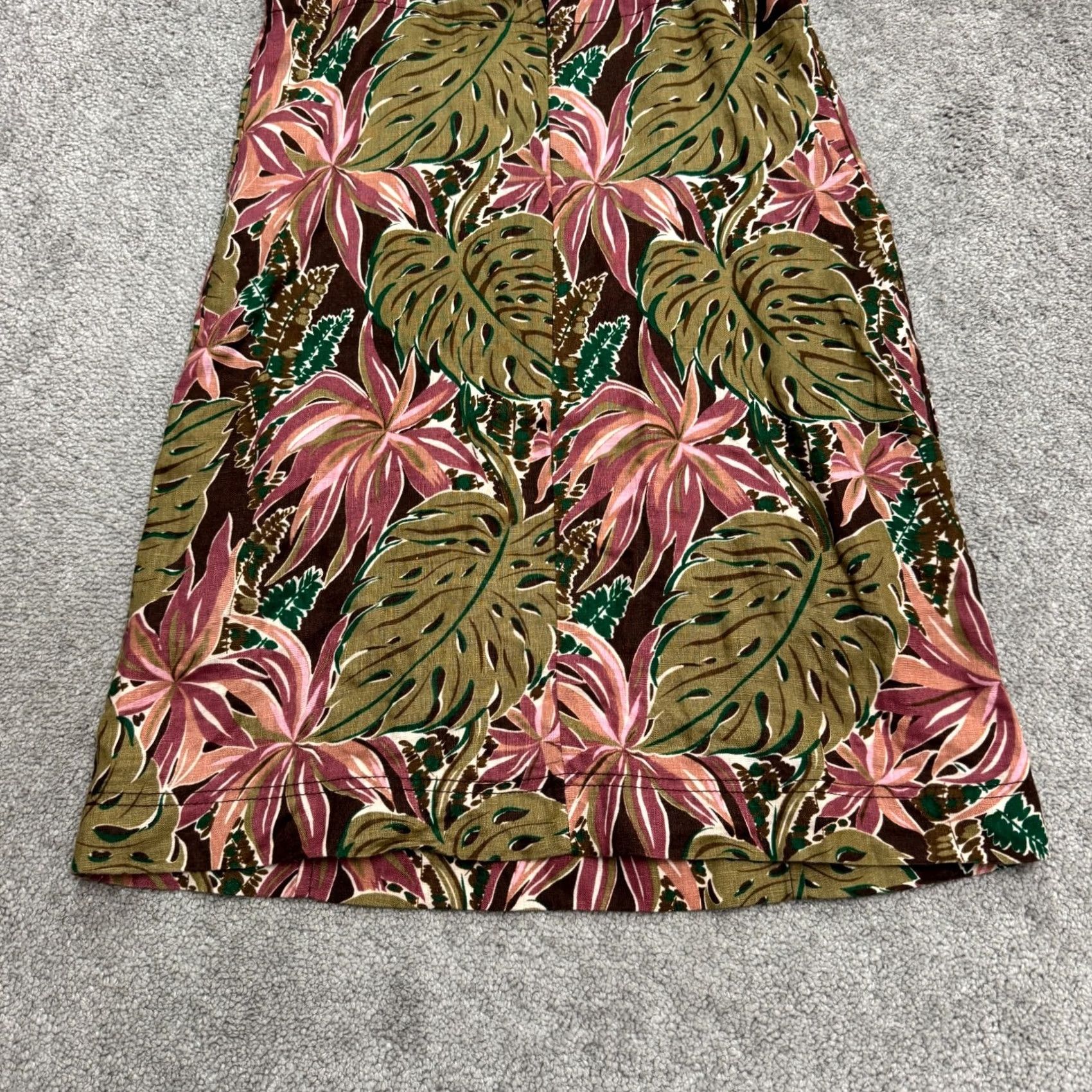Madewell VINTAGE Madewell Goldie Linen Brushtroke Monstera Summer Mini Sun Dress Womens 0 Summer Size XS / US 0-2 / IT 36-38 - 4 Thumbnail