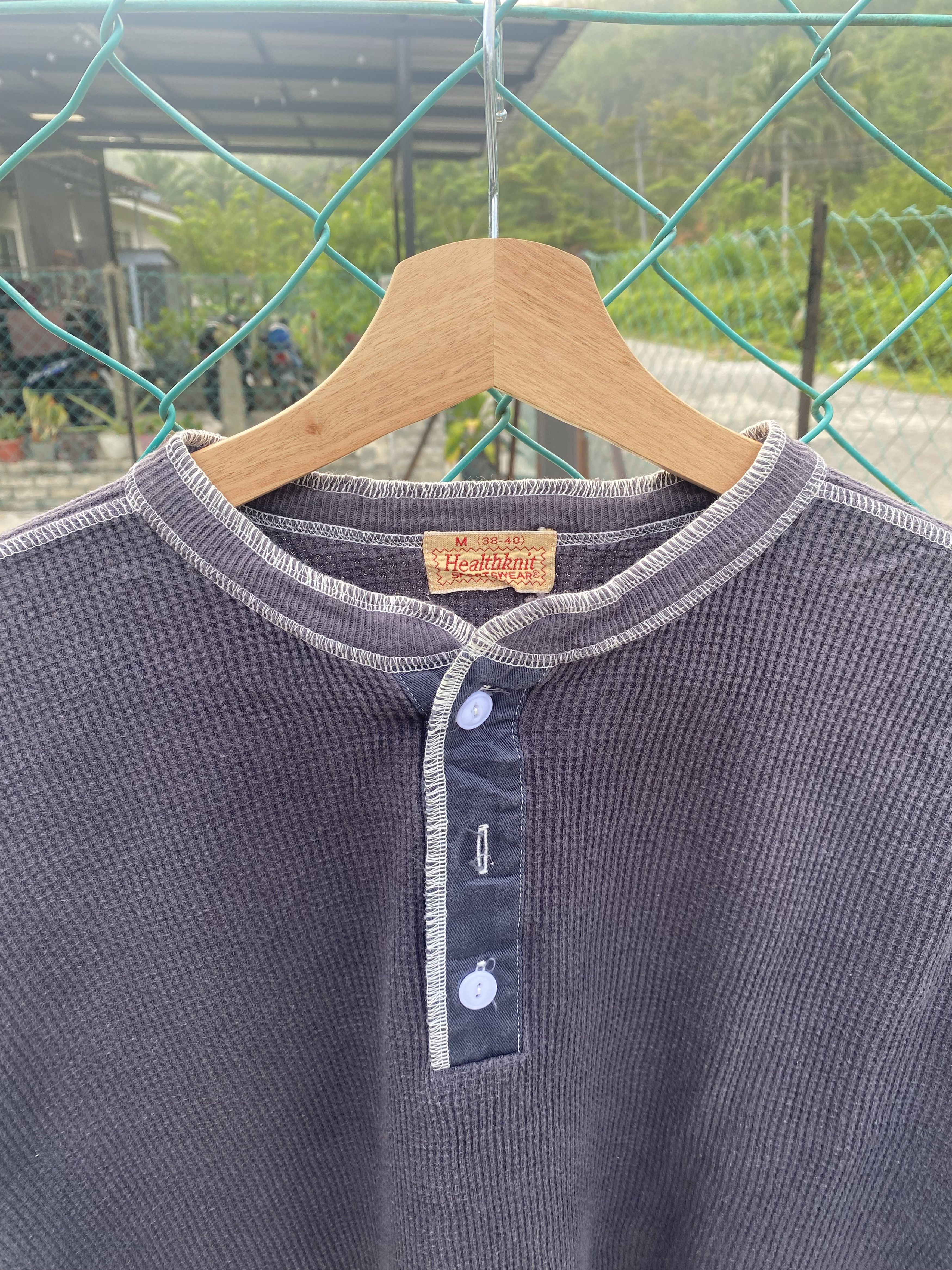 Japanese Brand Healthknit waffle henley shirts Size US M / EU 48-50 / 2 - 5 Thumbnail