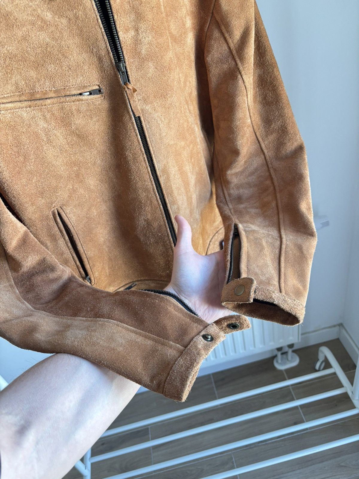 Genuine Leather Vintage Tan Suede Leather Biker Jacket New With Tags Size US M / EU 48-50 / 2 - 10 Thumbnail