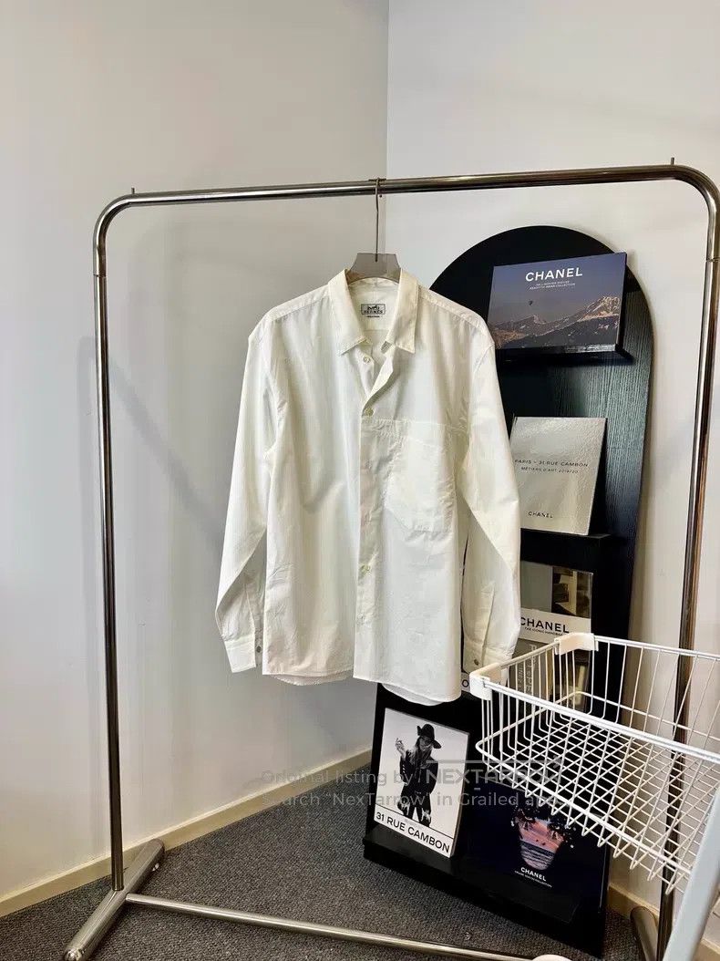 Hermes Hermes Solid Color Single Breasted Long Sleeve Shirt, Whit Size US XS / EU 42 / 0 - 1 Thumbnail