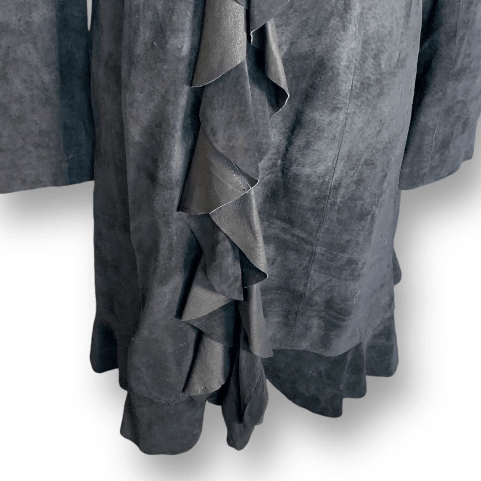 Scully Vintage Scully Black Suede Leather Ruffle Coat Jacket Small Size S / US 4 / IT 40 - 4 Thumbnail