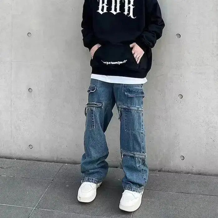 Japanese Brand Y2k Baggy Cargo Pants Denim Baggy Jeans Trousers Size US 30 / EU 46 - 5 Thumbnail