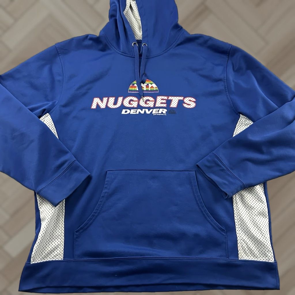 Vintage Majestic Denver Nuggets Hoodie Sweatshirt Men's XL Blue Hardwood Classics Pullover Fans Size US XL / EU 56 / 4 - 1 Thumbnail