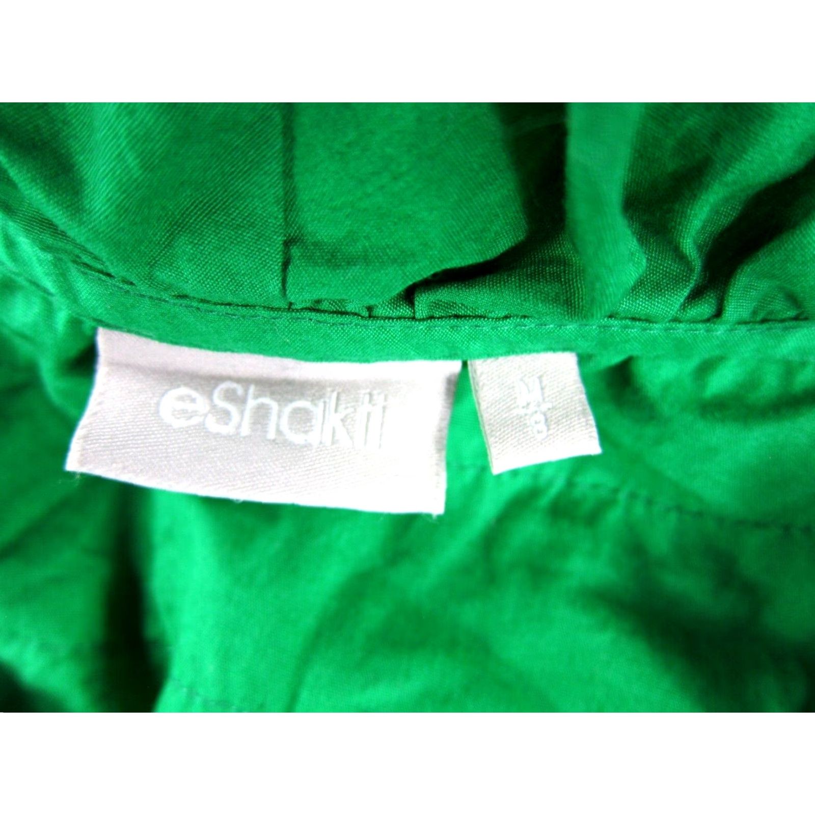 Vintage eShakti Dress Green 100% Cotton Ruffle Neck Pocket Cap Sleeve Tie Sheath M/8 Size M / US 6-8 / IT 42-44 - 3 Thumbnail