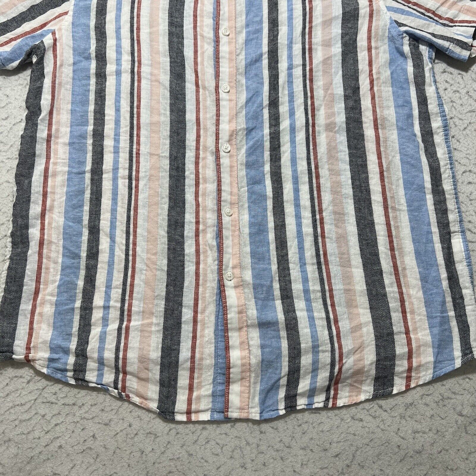 Other Sun StoneLinen Blend Button Up Shirt Short Sleeve Striped Size US XXL / EU 58 / 5 - 7 Thumbnail
