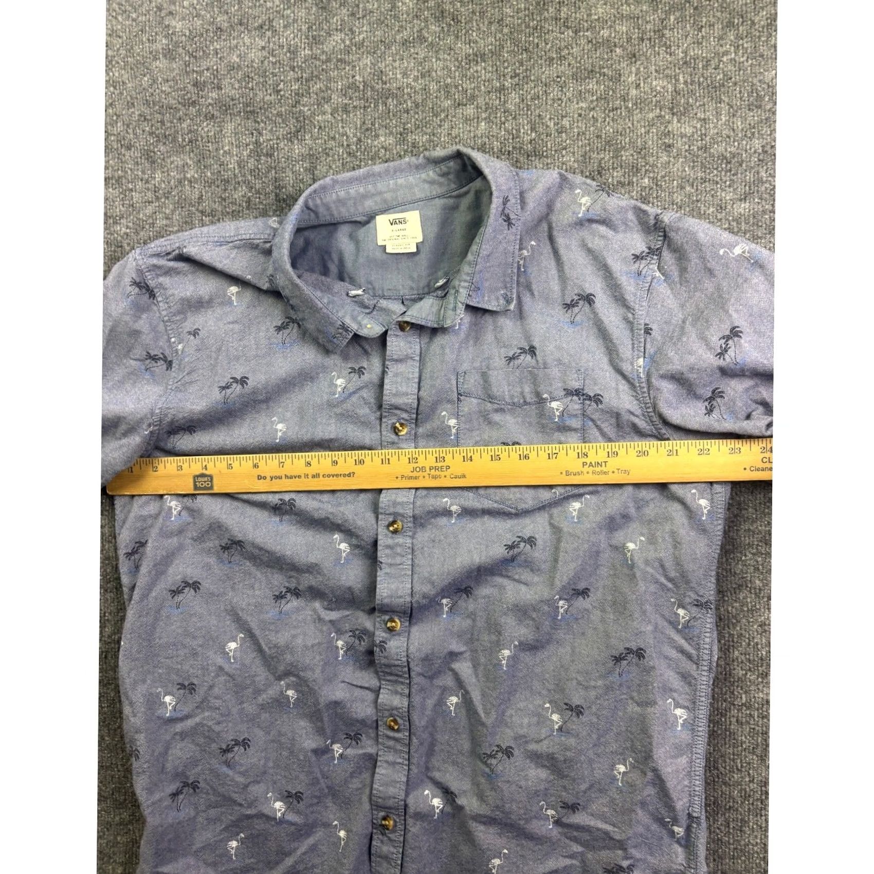 Vans VANS Button Down Shirt Mens XL Blue Flamingo Palm Tree Tropical Short Sleeve Shirt Size US XL / EU 56 / 4 - 4 Thumbnail
