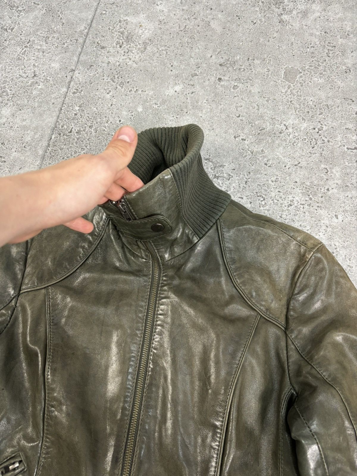 Genuine Leather × Japanese Brand Archive Japanese Leather Jacket Distressed Faded Cropped 00s Size US M / EU 48-50 / 2 - 7 Thumbnail