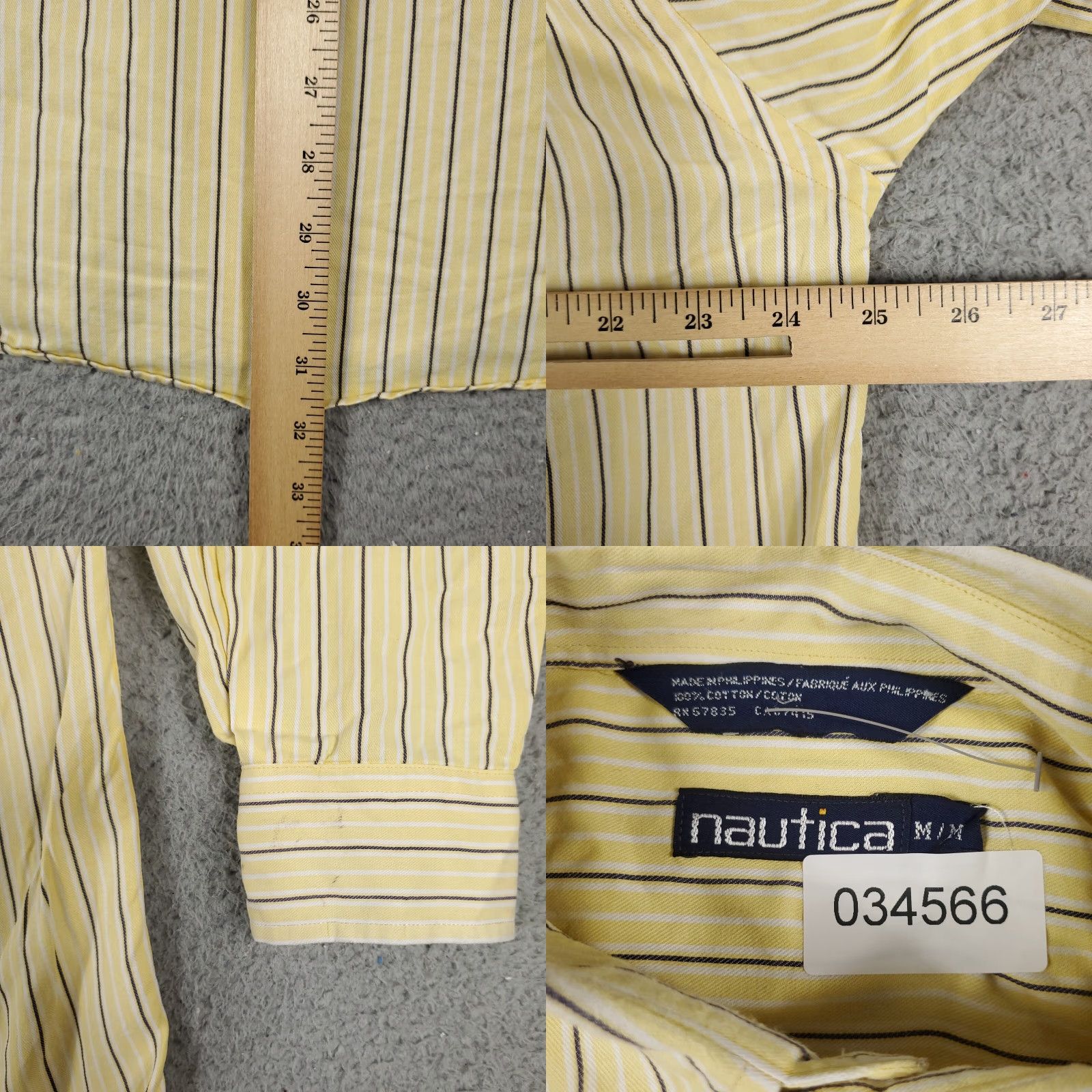 Nautica Nautica Button-Up Shirt Mens Medium Yellow Blue Striped Casual Long Sleeve Size US M / EU 48-50 / 2 - 8 Thumbnail