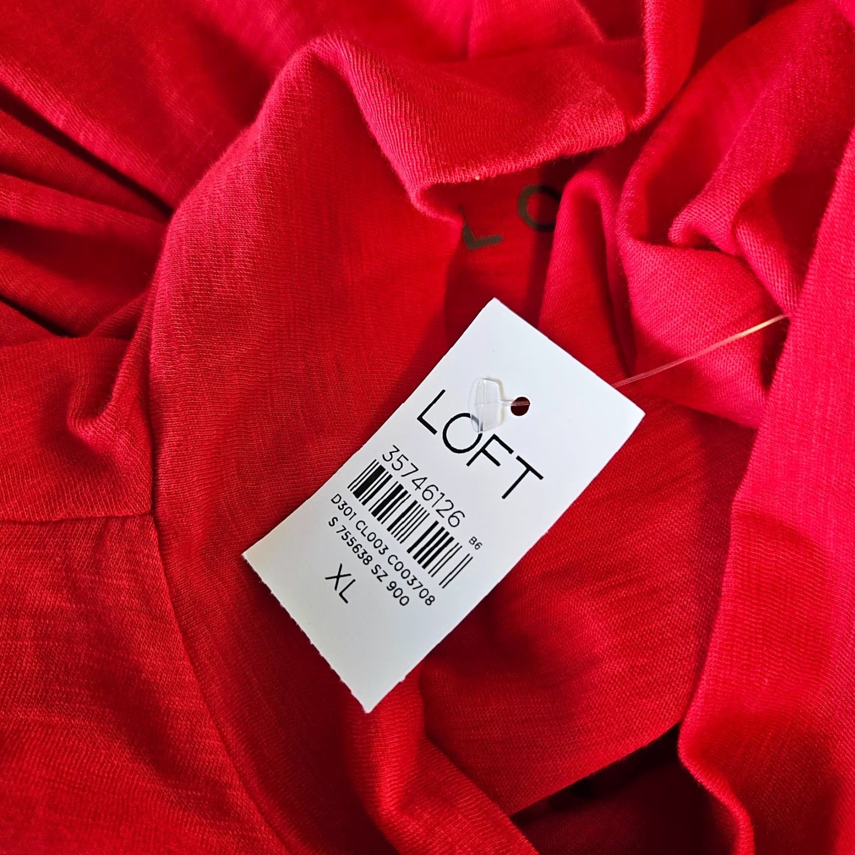 Loft Ann Taylor LOFT Womens Mock Neck Top XL Solid Red Cotton Long Sleeve Size XL / US 12-14 / IT 48-50 - 6 Thumbnail