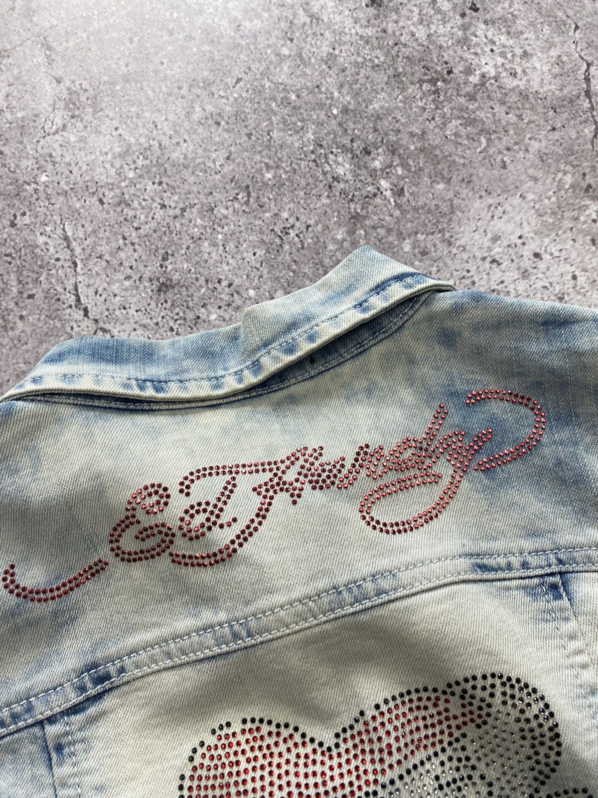 Rare Vintage Ed Hardy Denim Jacket Big Logo Japan Tiger