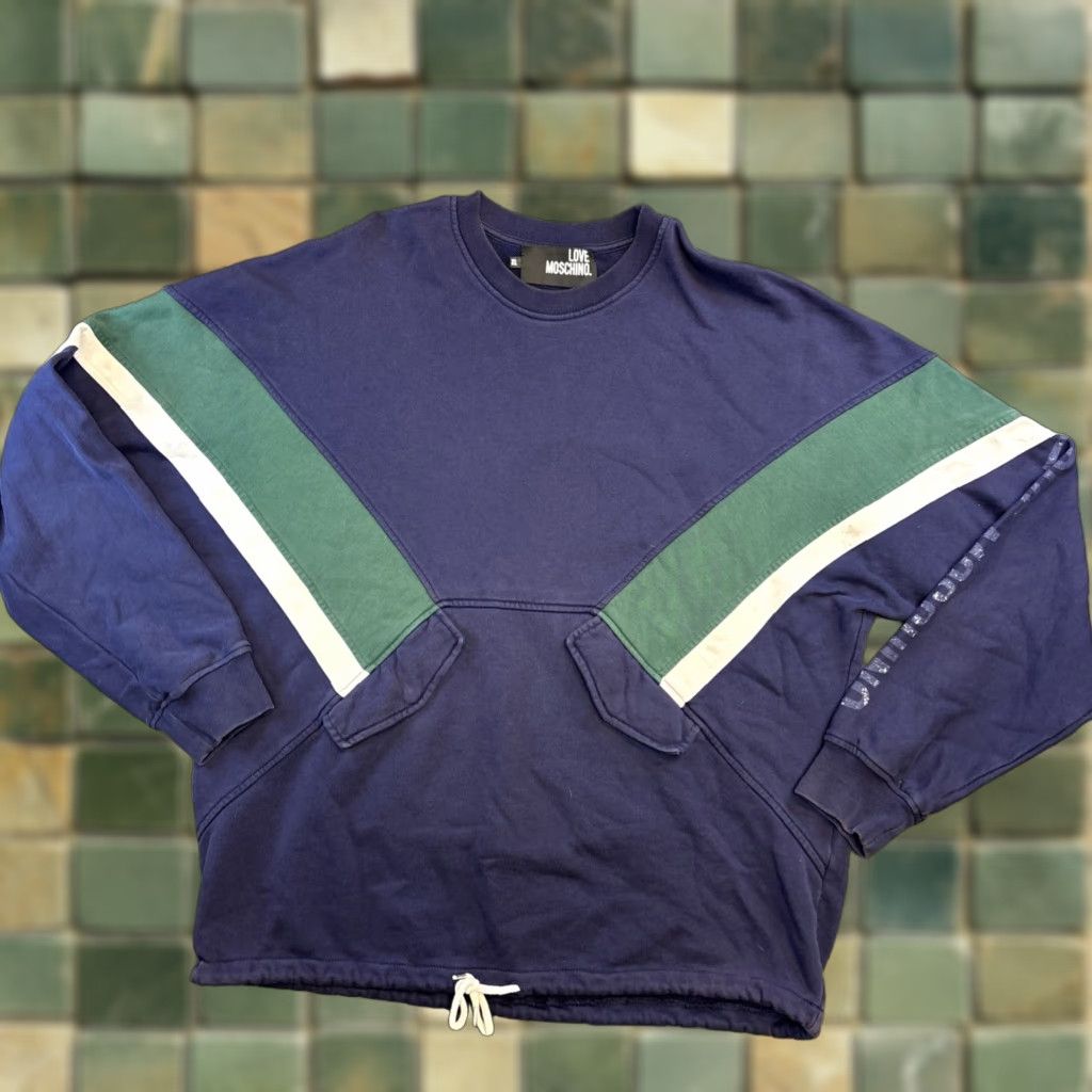 Moschino Love Moschino Sweatshirt Pullover Graphic Logo Navy Blue Colorblock XL Men’s Regular Crew Neck Long Sleeve Size US XL / EU 56 / 4 - 1 Thumbnail