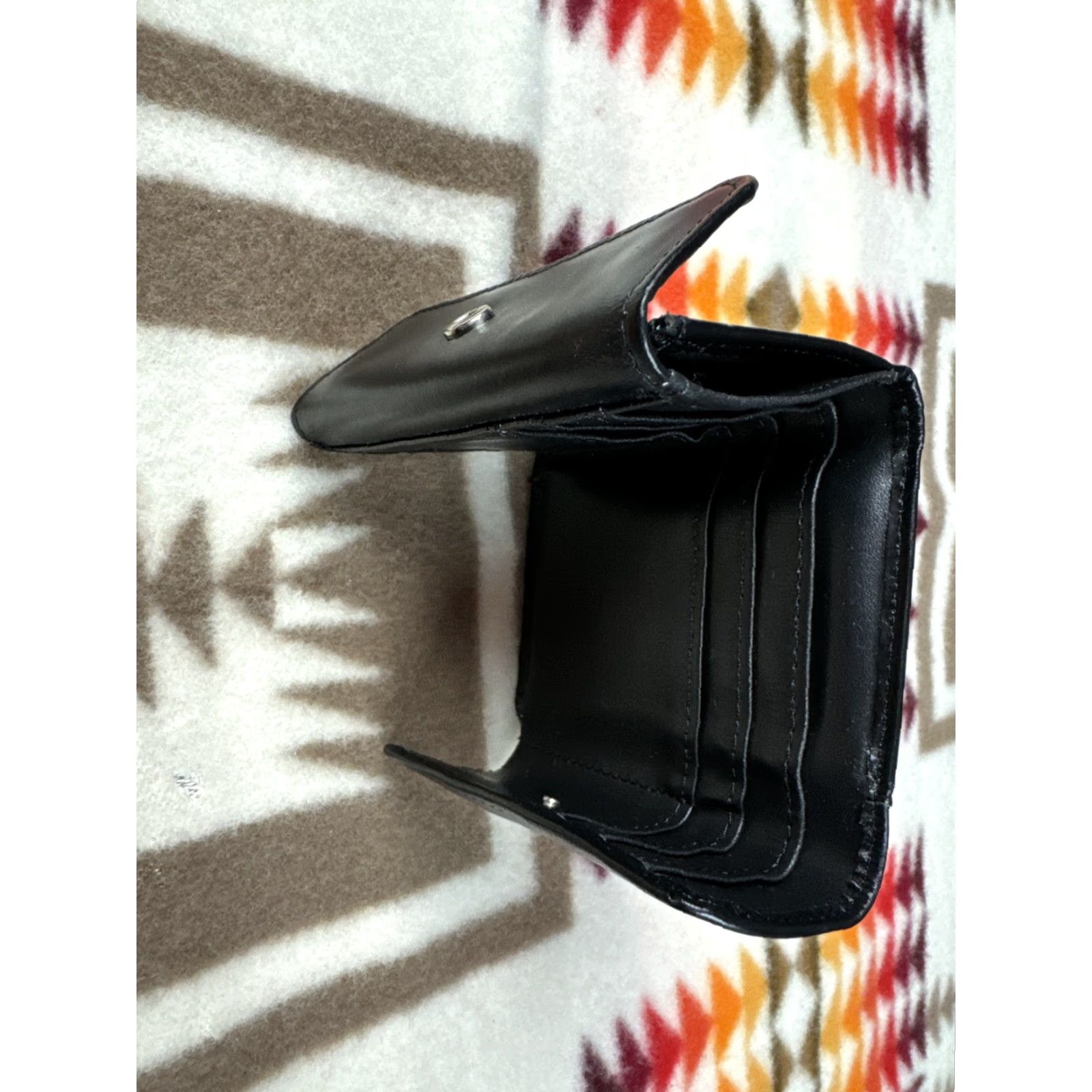 Vintage Black Leather Bi Fold Snap Wallet Mens NWOT Size ONE SIZE - 3 Thumbnail