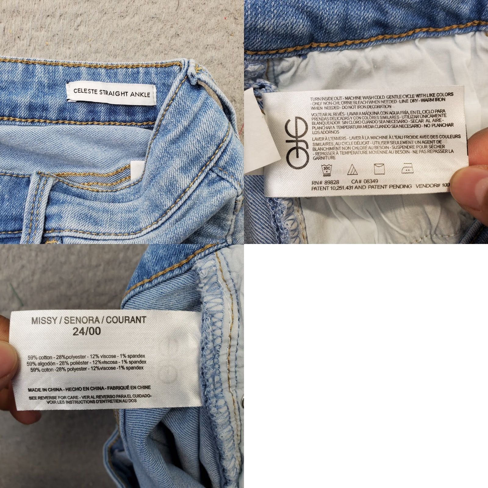 Denime Skinnygirl Womens Size 24 Jeans Blue Denim Faded Rhinestone Straight Leg Celeste Ankle Jeans Size 42" / US 20 - 8 Thumbnail