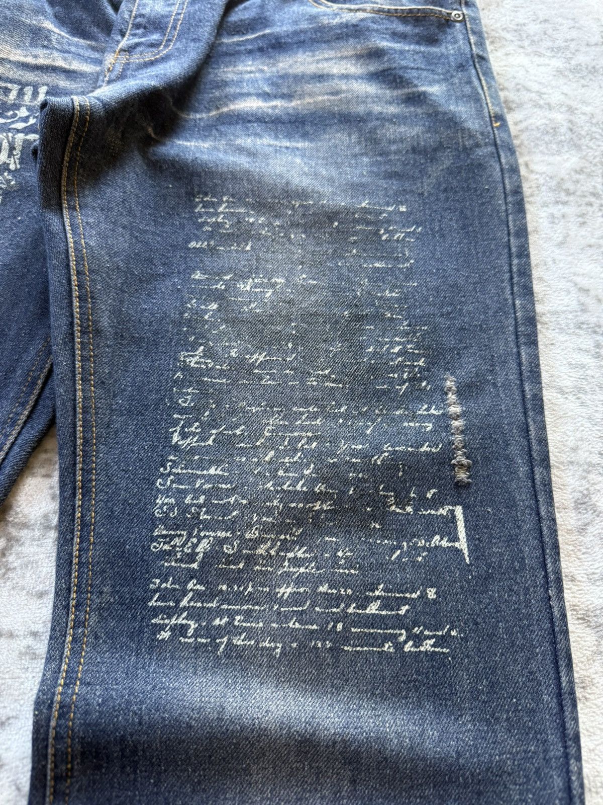 If Six Was Nine 2000s In The Attic Japan Poems Studded Muddy Jeans Size US 34 / EU 50 - 8 Thumbnail