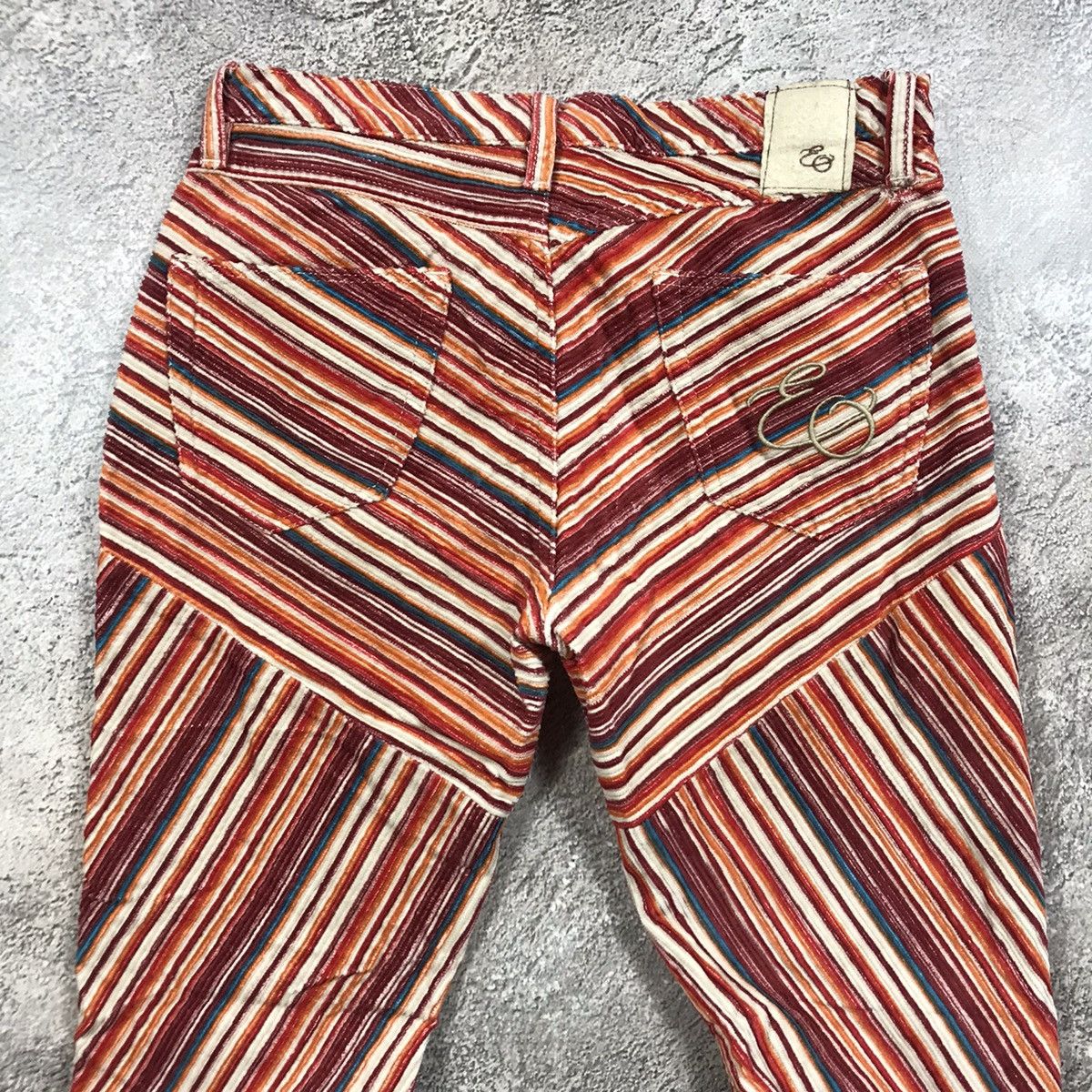 Vintage Vintage Y2K Striped Flared Pants Low Rise Rave Aesthetic 28 Size 28" / US 6 / IT 42 - 5 Thumbnail