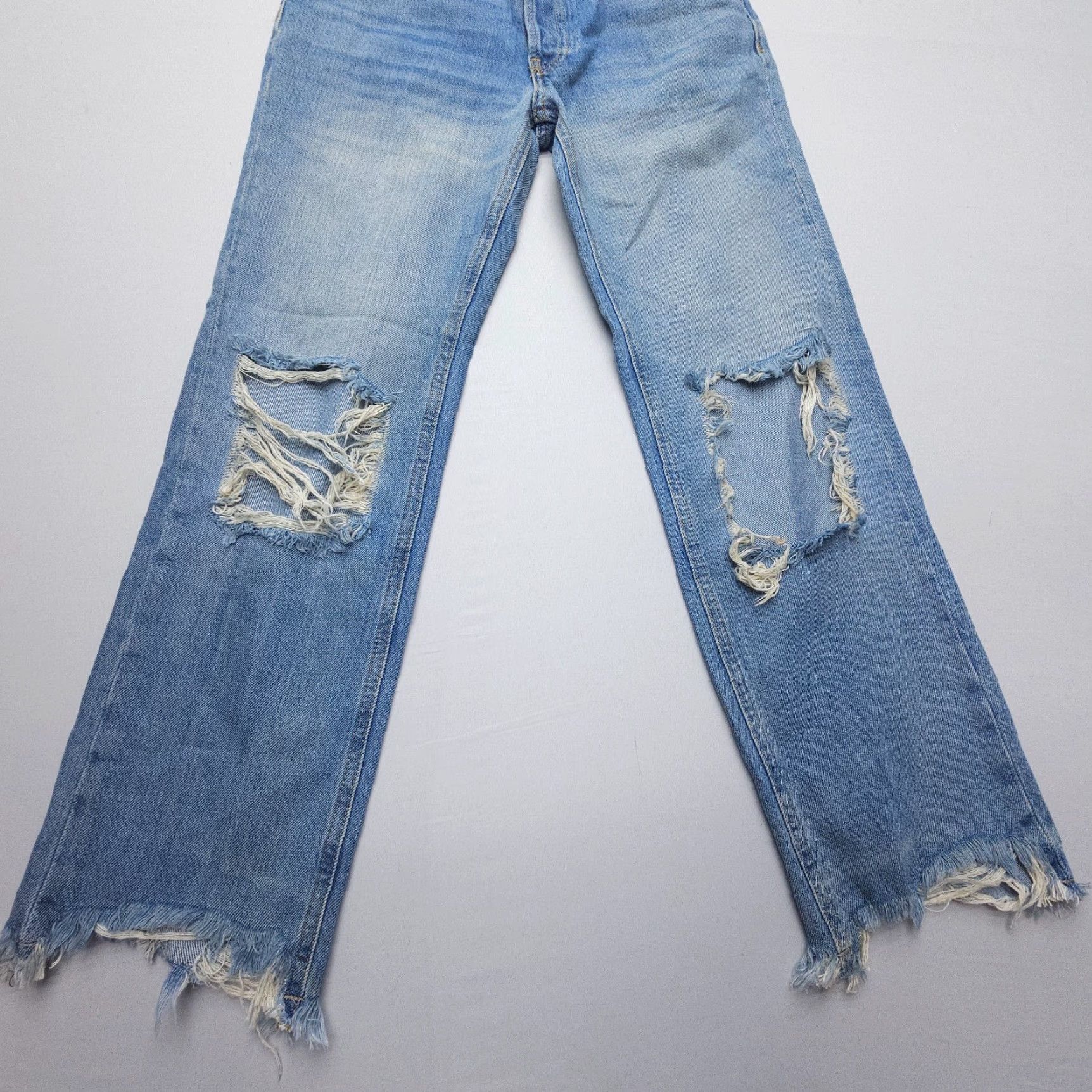 Vintage We The Free Boyfriend Jeans Size 24 Blue Distressed Mid Rise 5-Pocket Women's Size 42" / US 20 - 3 Thumbnail