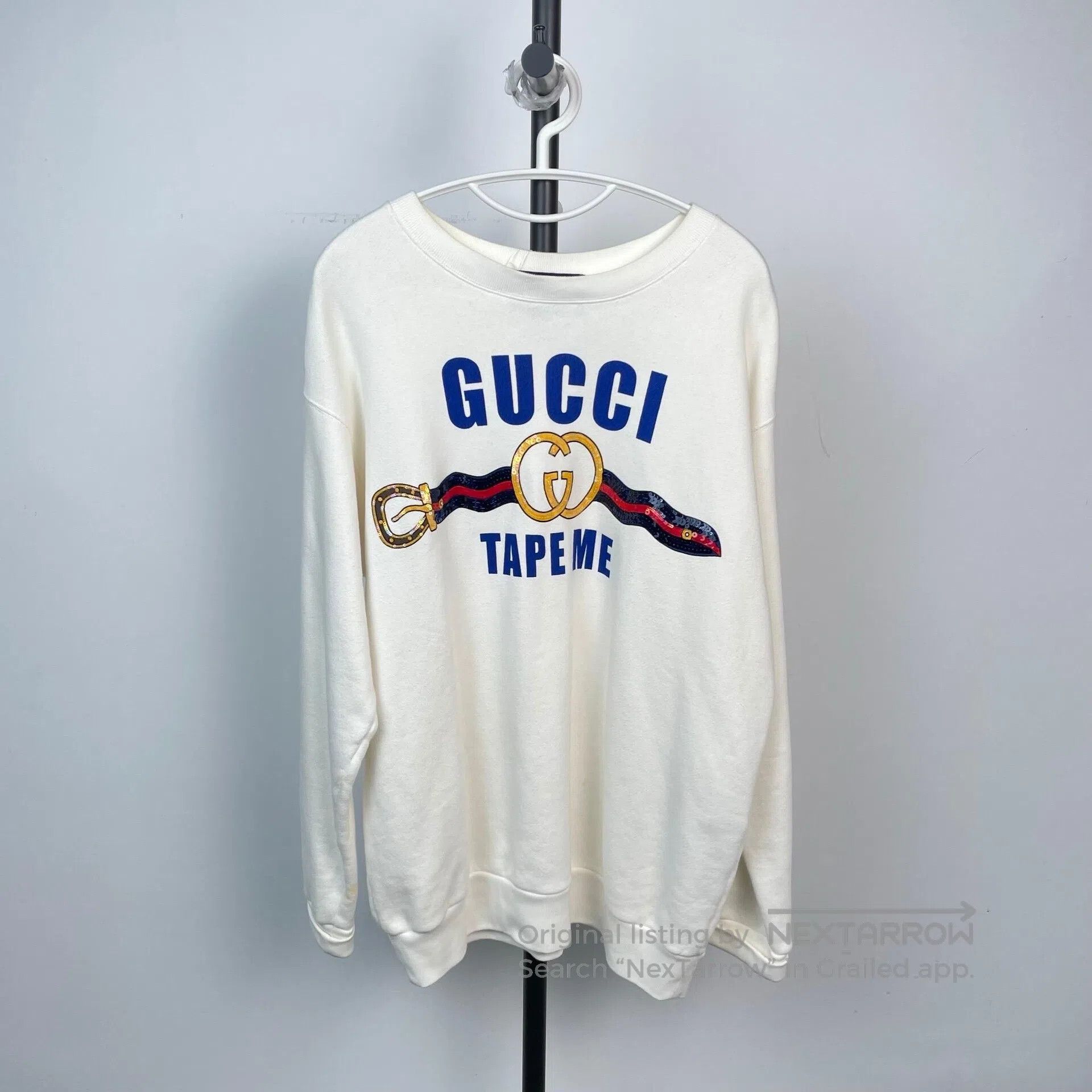 Gucci Guicci White Logo Letter Printed Cotton Crew Neck Long Sle Size US S / EU 44-46 / 1 - 1 Thumbnail