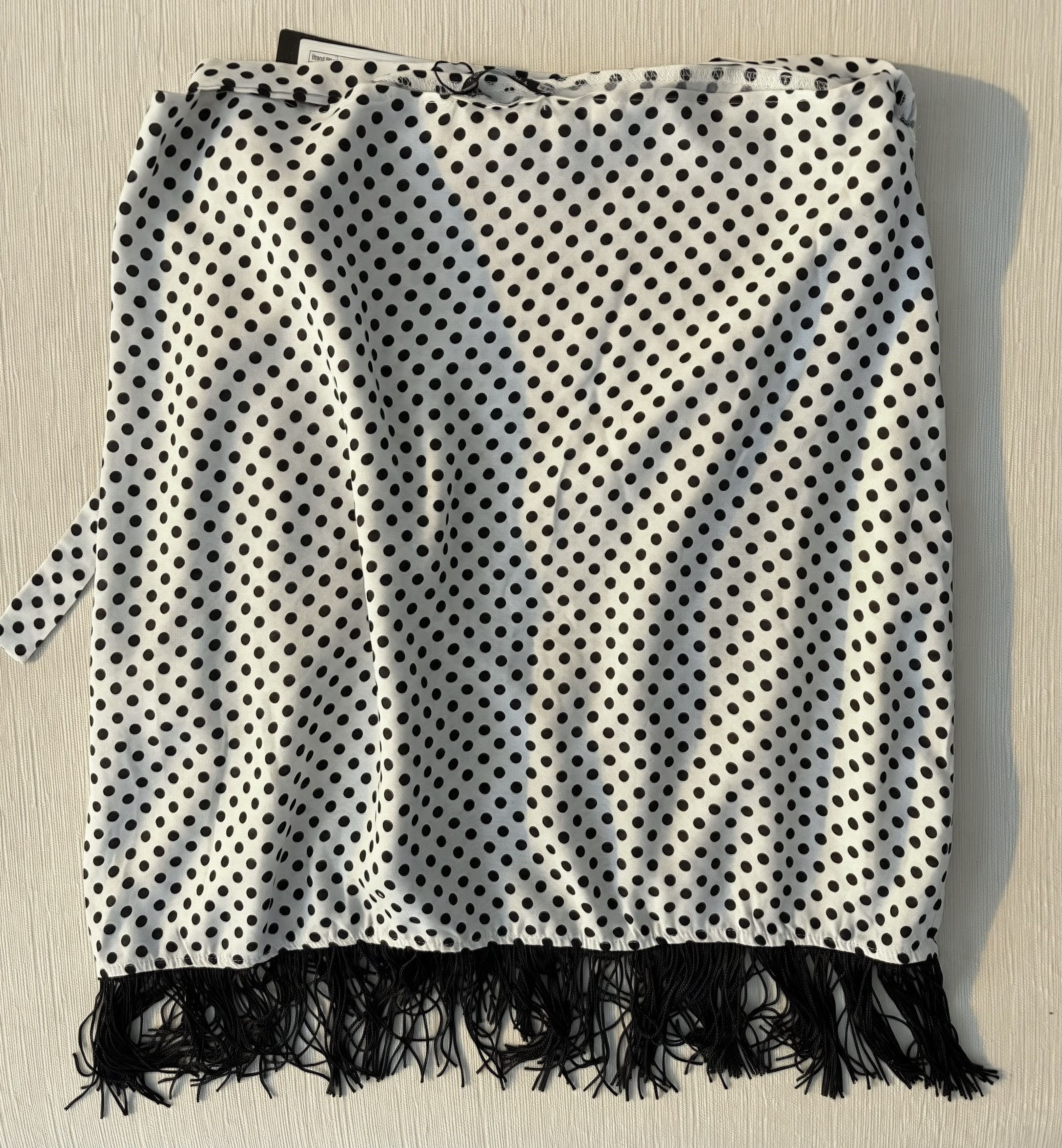 Other Polka Dot Fringe Wrap Skirt Asymmetrical Size M NWT Size 28" / US 6 / IT 42 - 5 Thumbnail