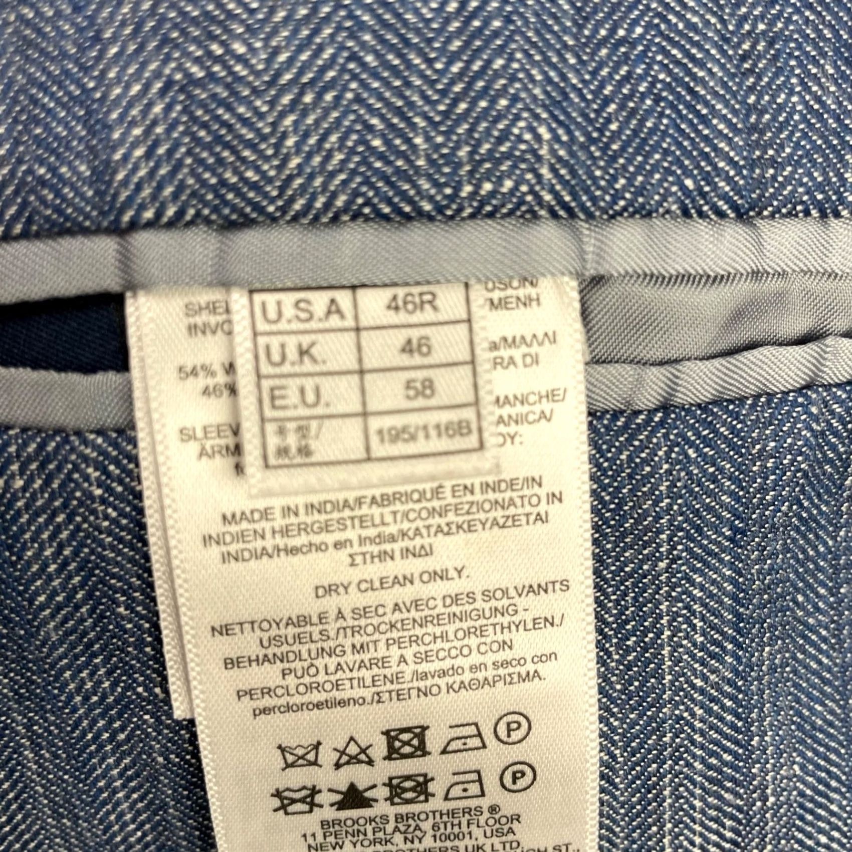Brooks Brothers Brooks Brothers Blazer Men's Regent Fit Chambray Wool/Linen 3-Button Blue 46R Regular Jacket Jacket Blazer Notch Lapel Vintage No Mens Size 46R - 7 Thumbnail