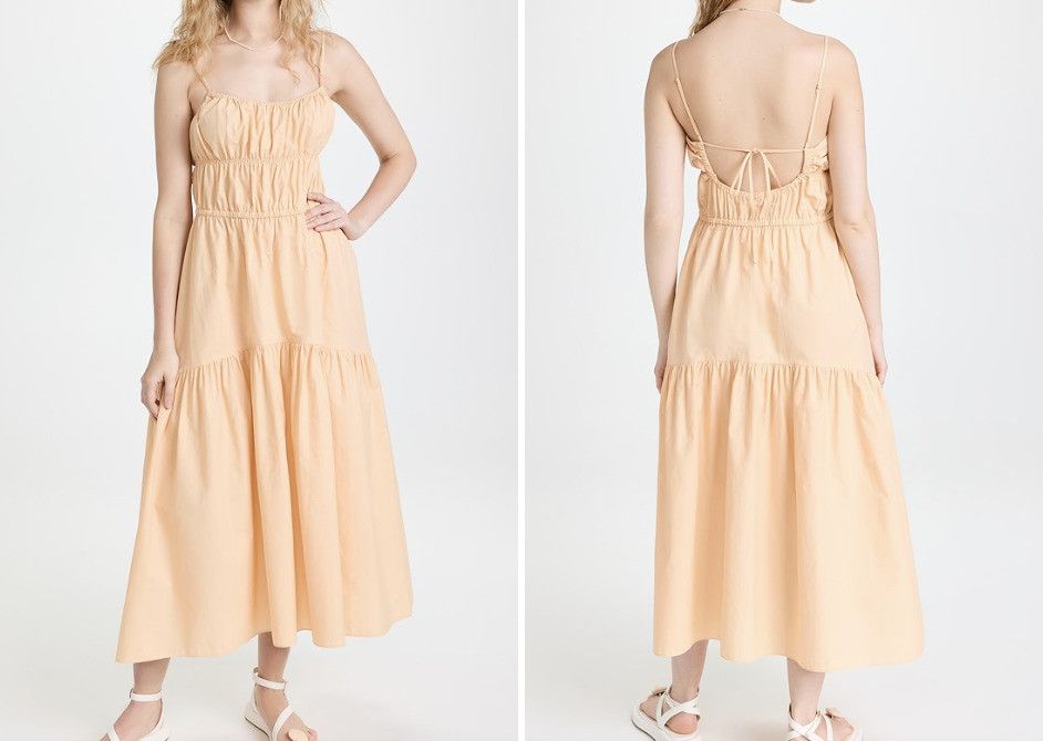 Vince Vince Ruched Tie Back Cami Dress Peach ( M ) Size M / US 6-8 / IT 42-44 - 1 Thumbnail