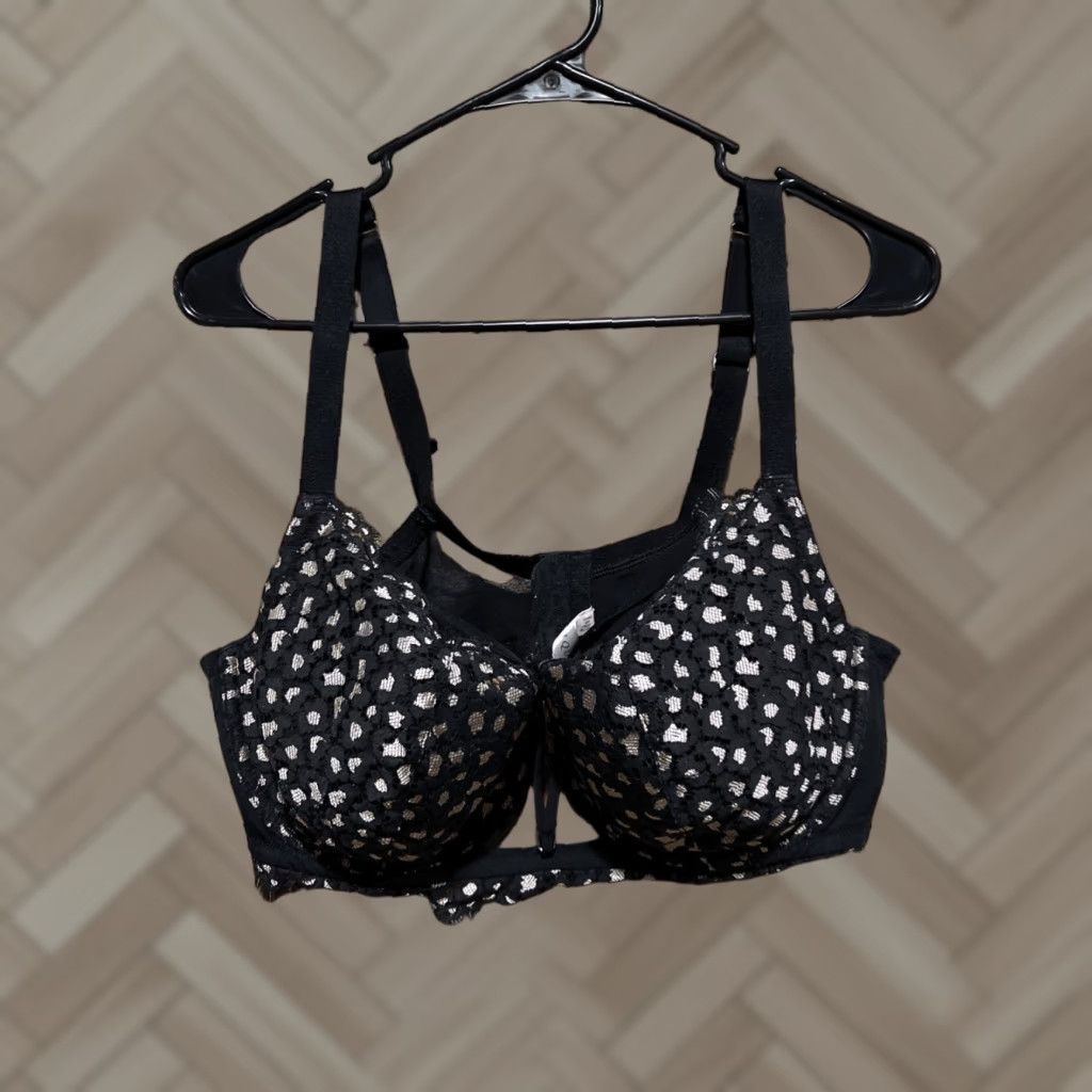 Vintage Cacique Black Lace Lined Balconette Bra 42DD Size ONE SIZE - 1 Thumbnail