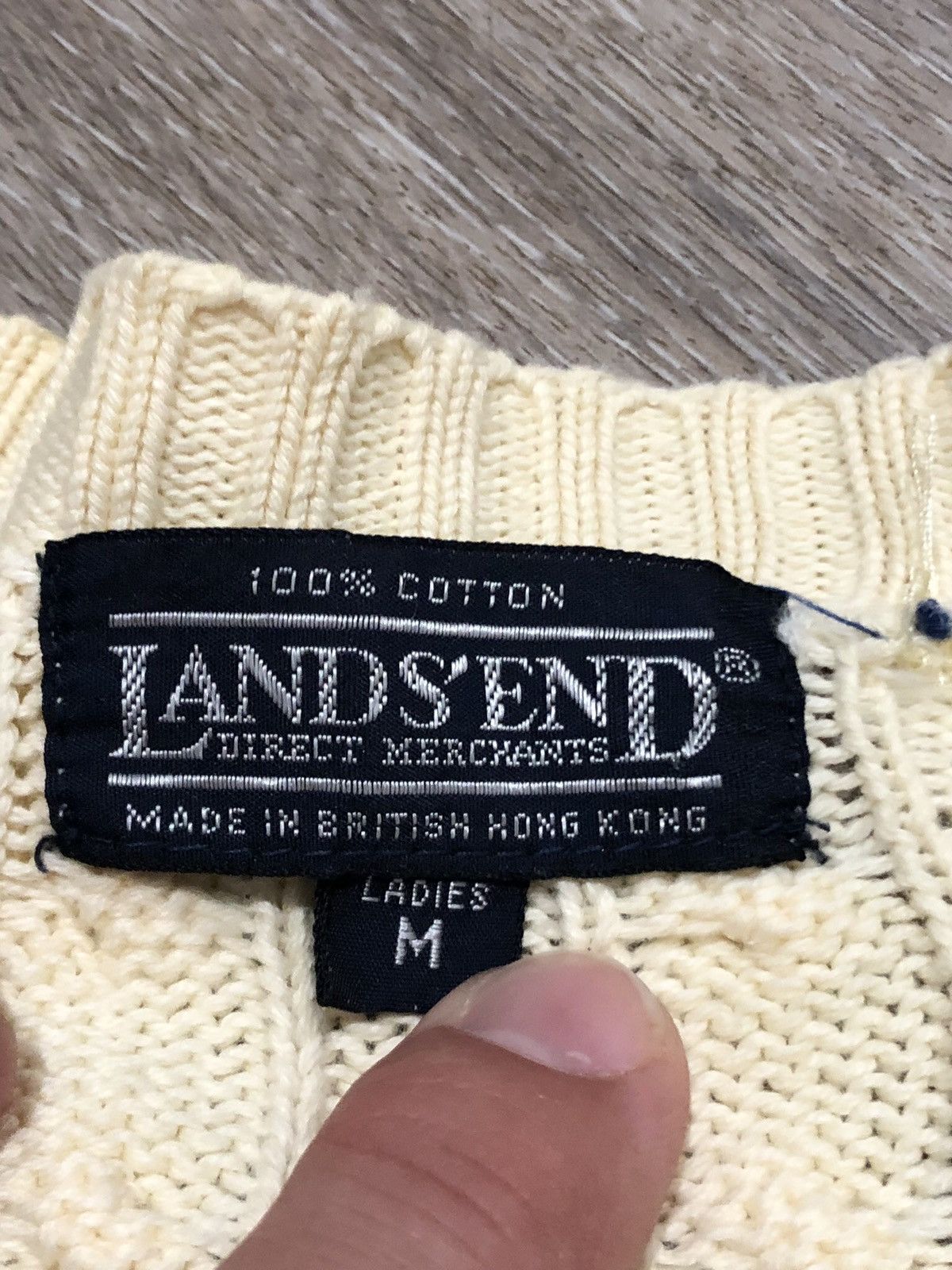 Vintage Vtg 90s Land’s End Cable Knit Cardigan Size M / US 6-8 / IT 42-44 - 5 Thumbnail