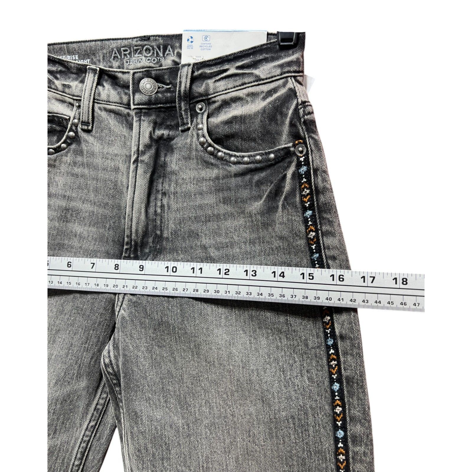 Arizona Jean Co. Arizona - Juniors Women's Vintage Highest Rise Straight Leg Size 25" / US 0 / IT 36 - 6 Thumbnail