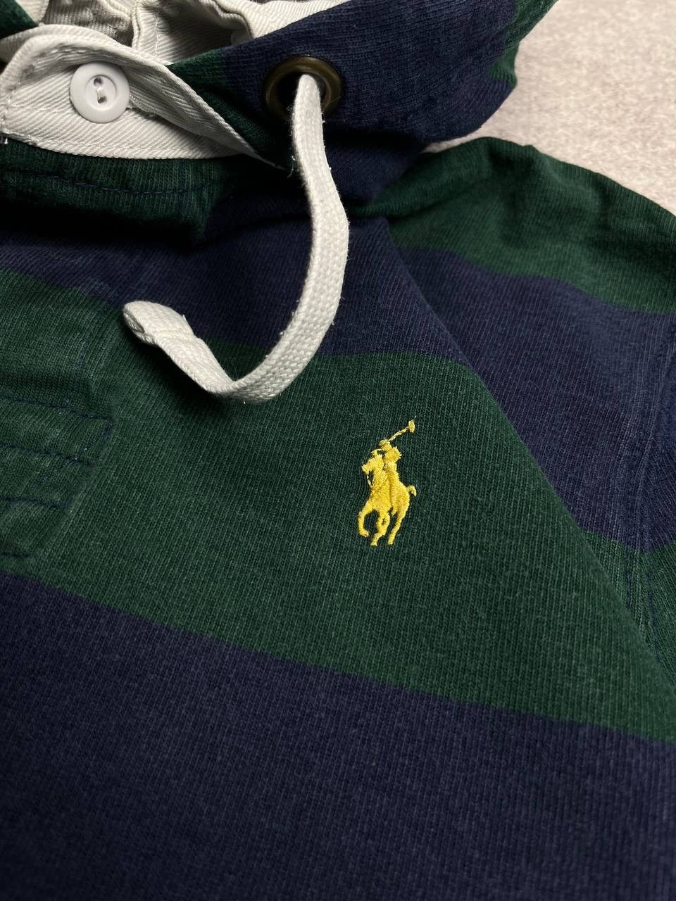 Vintage Vintage Polo Ralph Lauren Striped Boxy Rugby Hooded Shirt M Size US M / EU 48-50 / 2 - 5 Thumbnail
