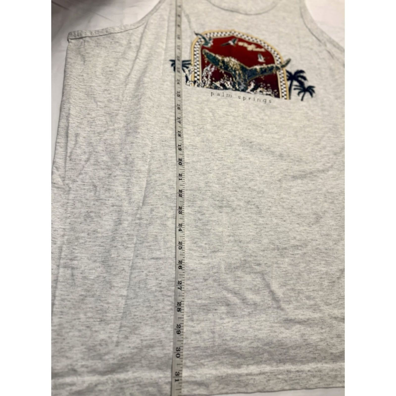 Vintage VINTAGE AllStyle Whale Watch Tank Top Gray 2XL Mens California 90s Tropical Graphic Print Sleeveless Shirt Size US XXL / EU 58 / 5 - 7 Thumbnail