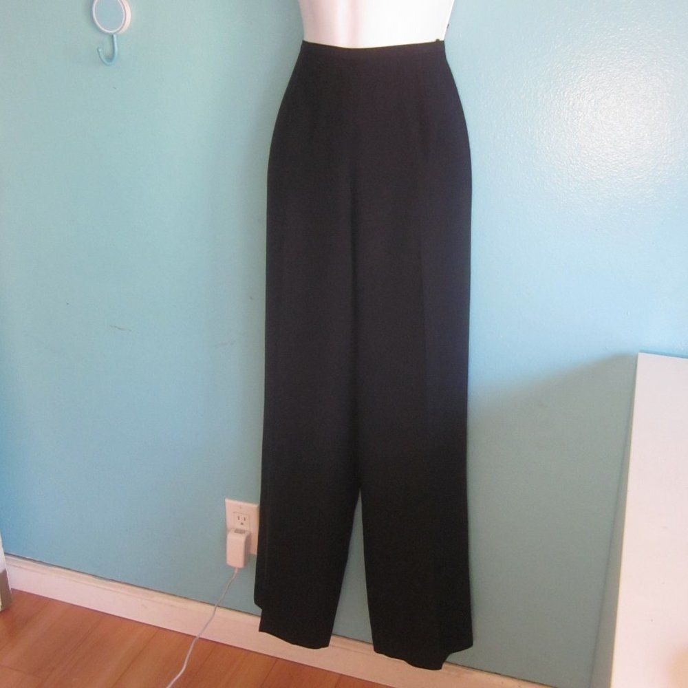 Good Worth & Co. Worth Silk Wide Leg Trousers Black/ Very Dark Navy Blue Drap Size 28" / US 6 / IT 42 - 9 Thumbnail