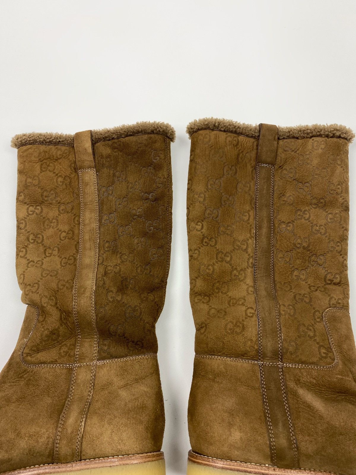 Gucci Gucci Guccissima GG Brown Suede Knee High Fur Lined Boots Size US 7 / IT 37 - 10 Thumbnail