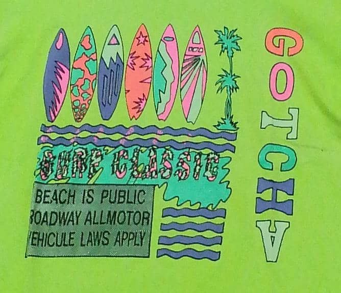 Vintage GOTCHA California Surf Style Tshirt green single stich Size US M / EU 48-50 / 2 - 4 Thumbnail