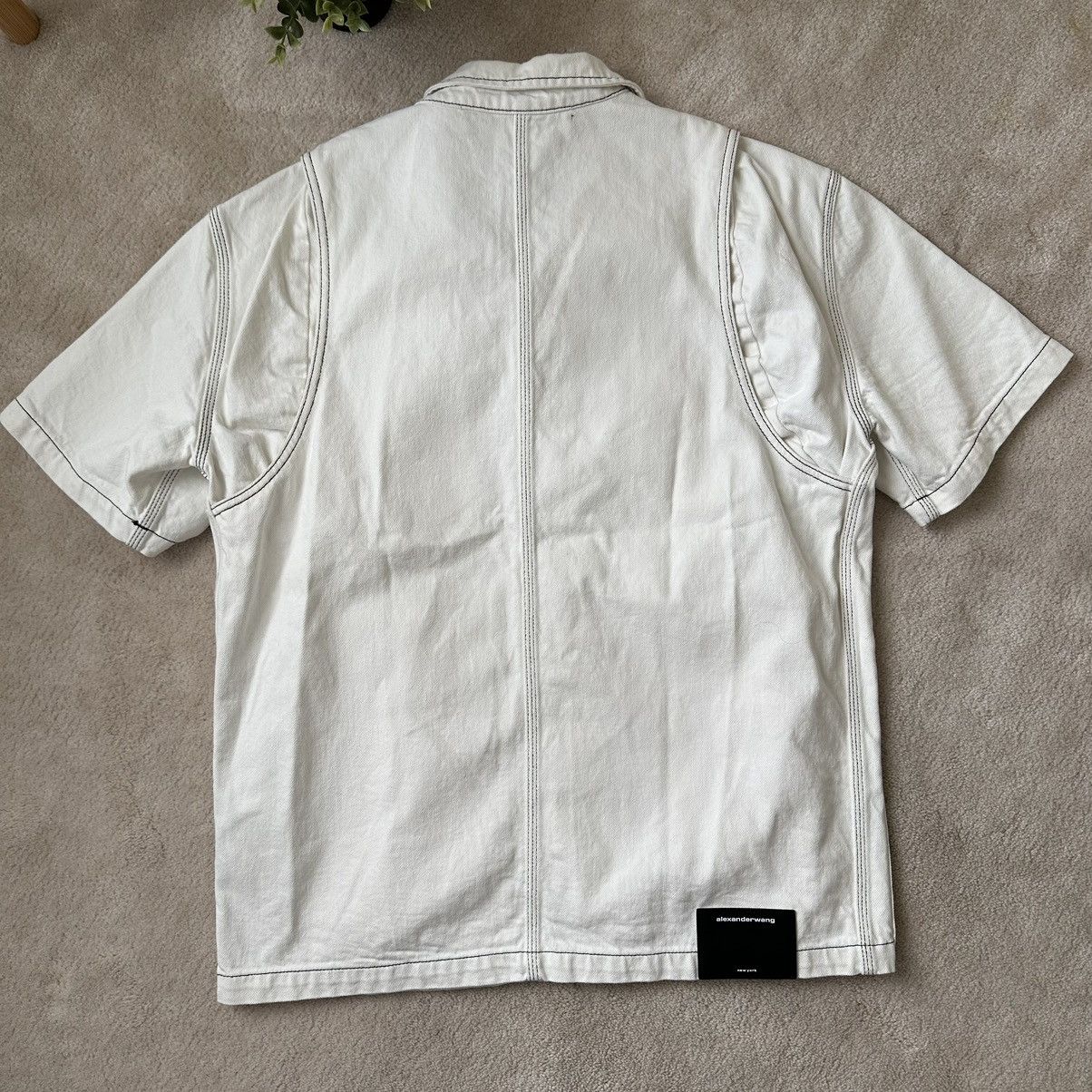 Alexander Wang × Designer Alexander Wang White Overdyed Denim Short Sleeve Shirt Size US M / EU 48-50 / 2 - 5 Thumbnail