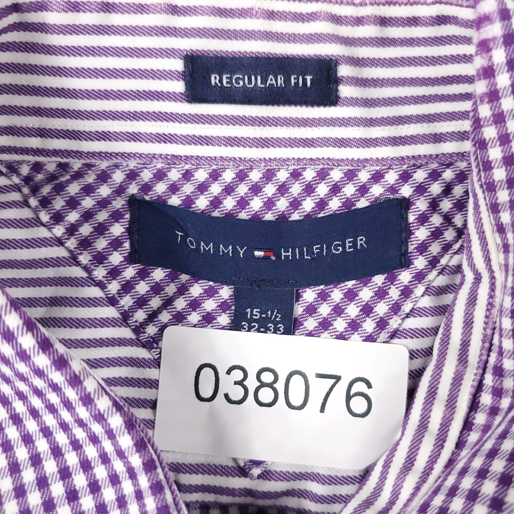 Tommy Hilfiger Tommy Hilfiger Dress Shirt Mens 15.5 Purple Check Long Sleeve Button Up Classic Size 40R - 7 Thumbnail