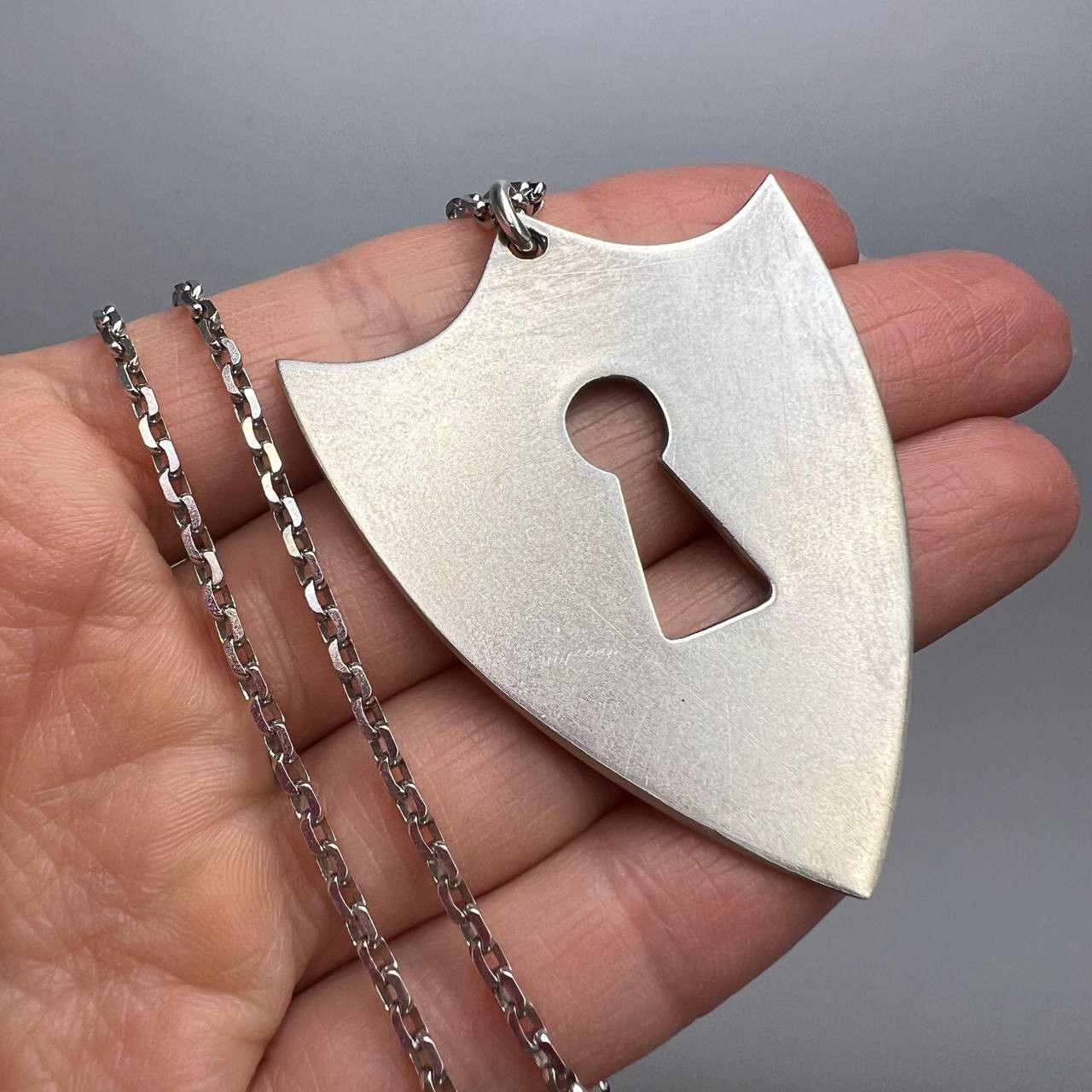 Sterling Silver Vintage Silver 925 Shield Necklace Pampaloni Italy 27.9g Size ONE SIZE - 5 Thumbnail