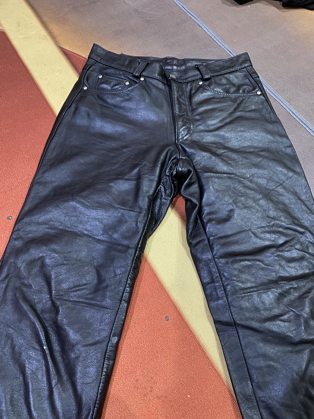 Schott Vintage Schott NYC Black Leather Pants Biker Rocker Style Size US 30 / EU 46 - 16 Thumbnail