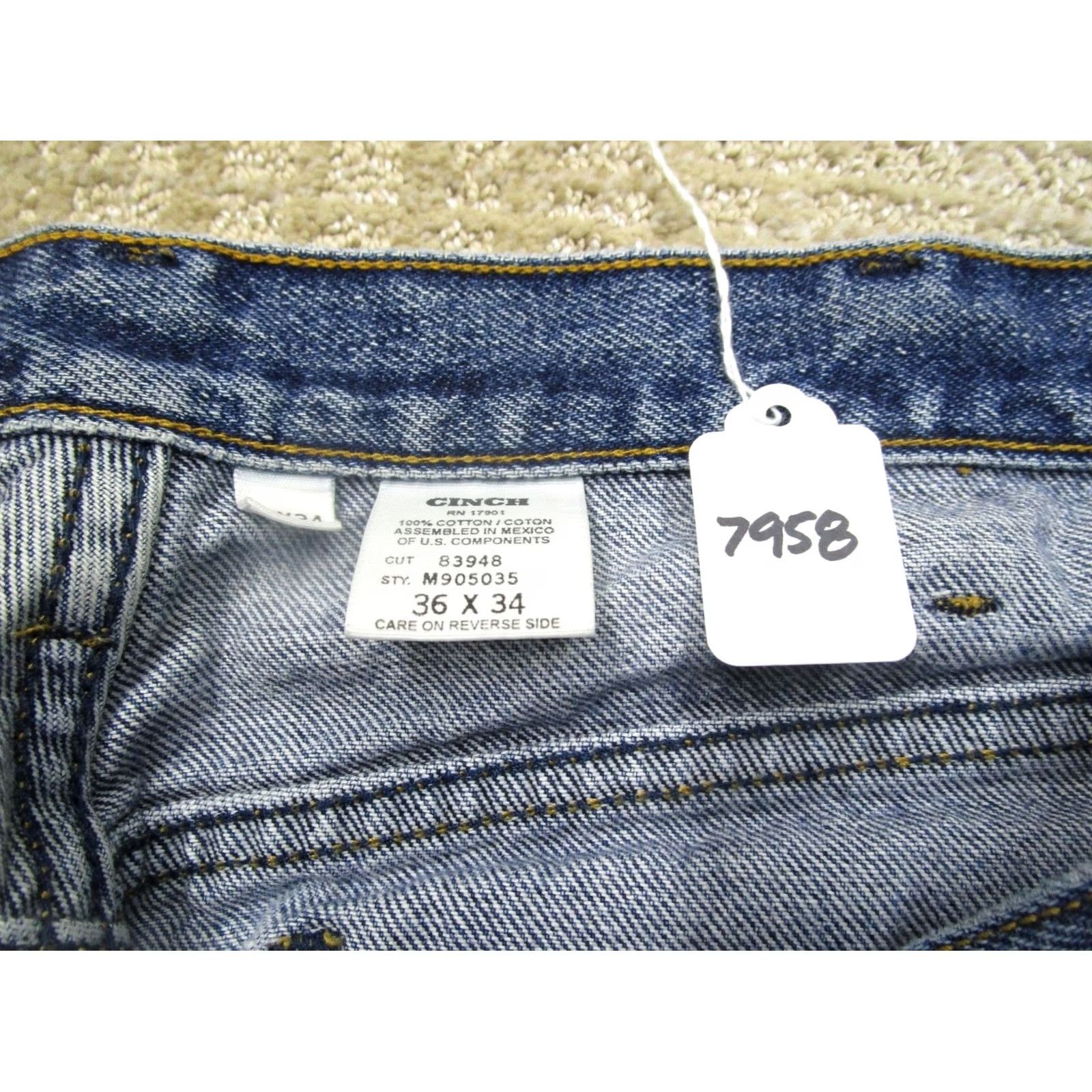 Denime Cinch Jeans Men 36x34 Blue Tapered Western Pants Dark Wash Denim Faded Rodeo Shirt Size US 36 / EU 52 - 8 Thumbnail