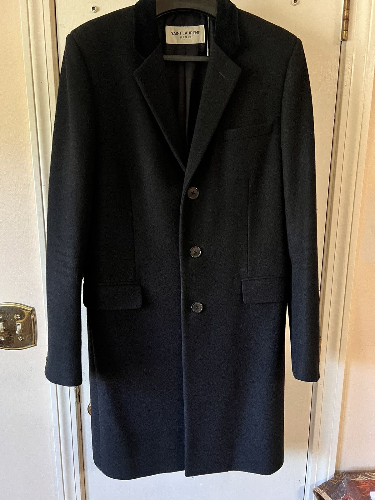 Saint Laurent Paris *RARE* FW13 Chesterfield Coat 48 Black Velvet Collar Size US M / EU 48-50 / 2 - 4 Thumbnail