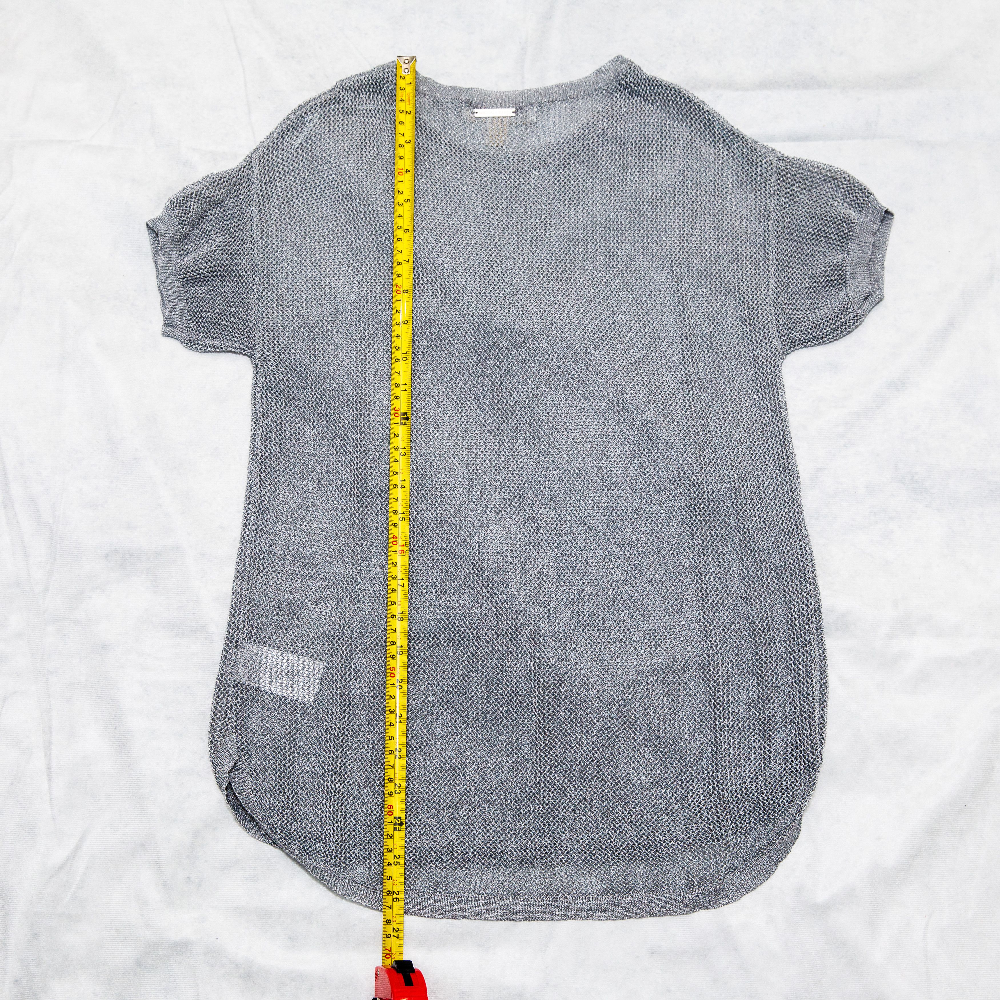 Michael Kors Michael Kors Crochet Metallic Silver Grey Top Rayon Size S / US 4 / IT 40 - 5 Thumbnail