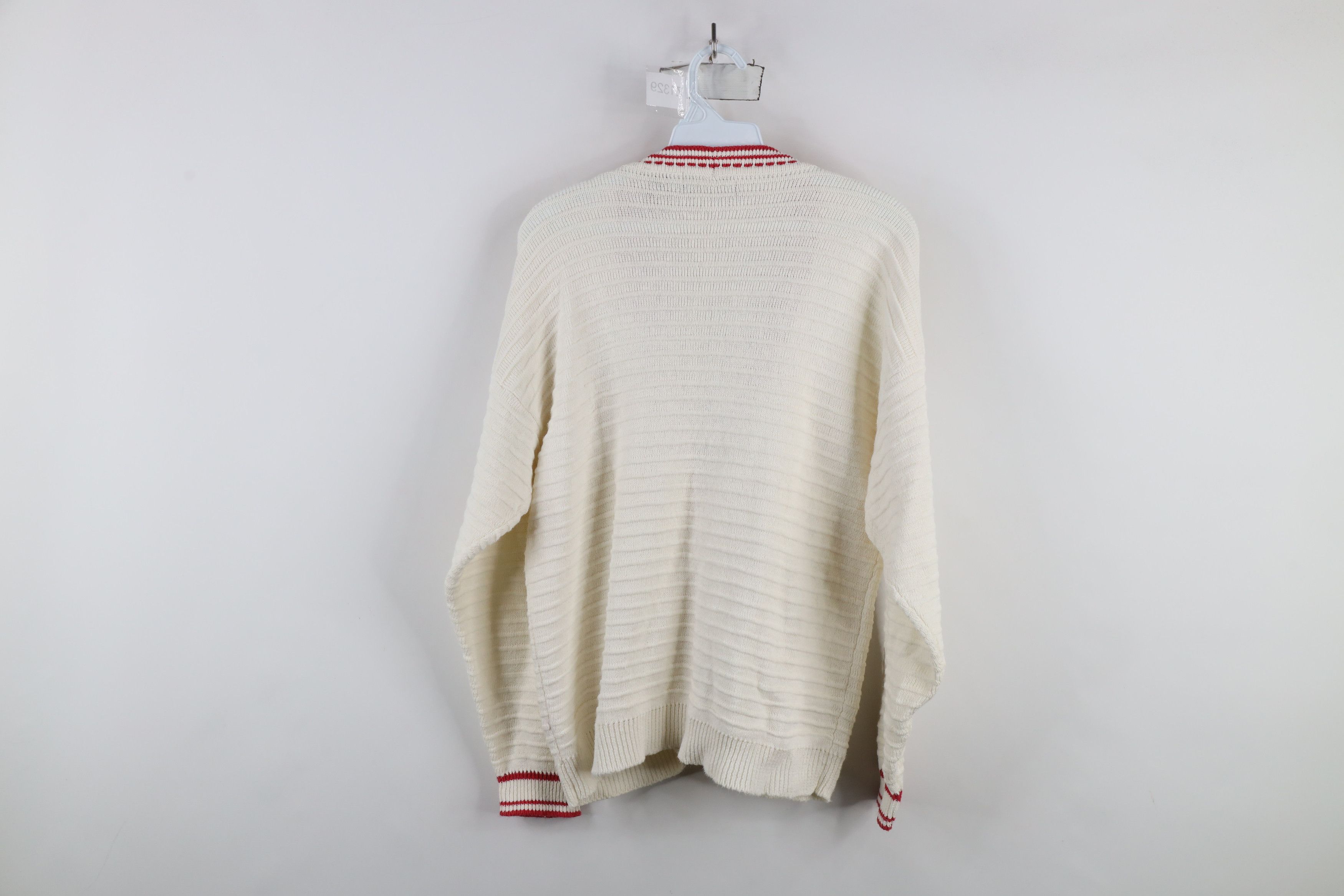 Vintage Vintage 90s Streetwear Ribbed Knit Cardigan Sweater White Size M / US 6-8 / IT 42-44 - 8 Thumbnail
