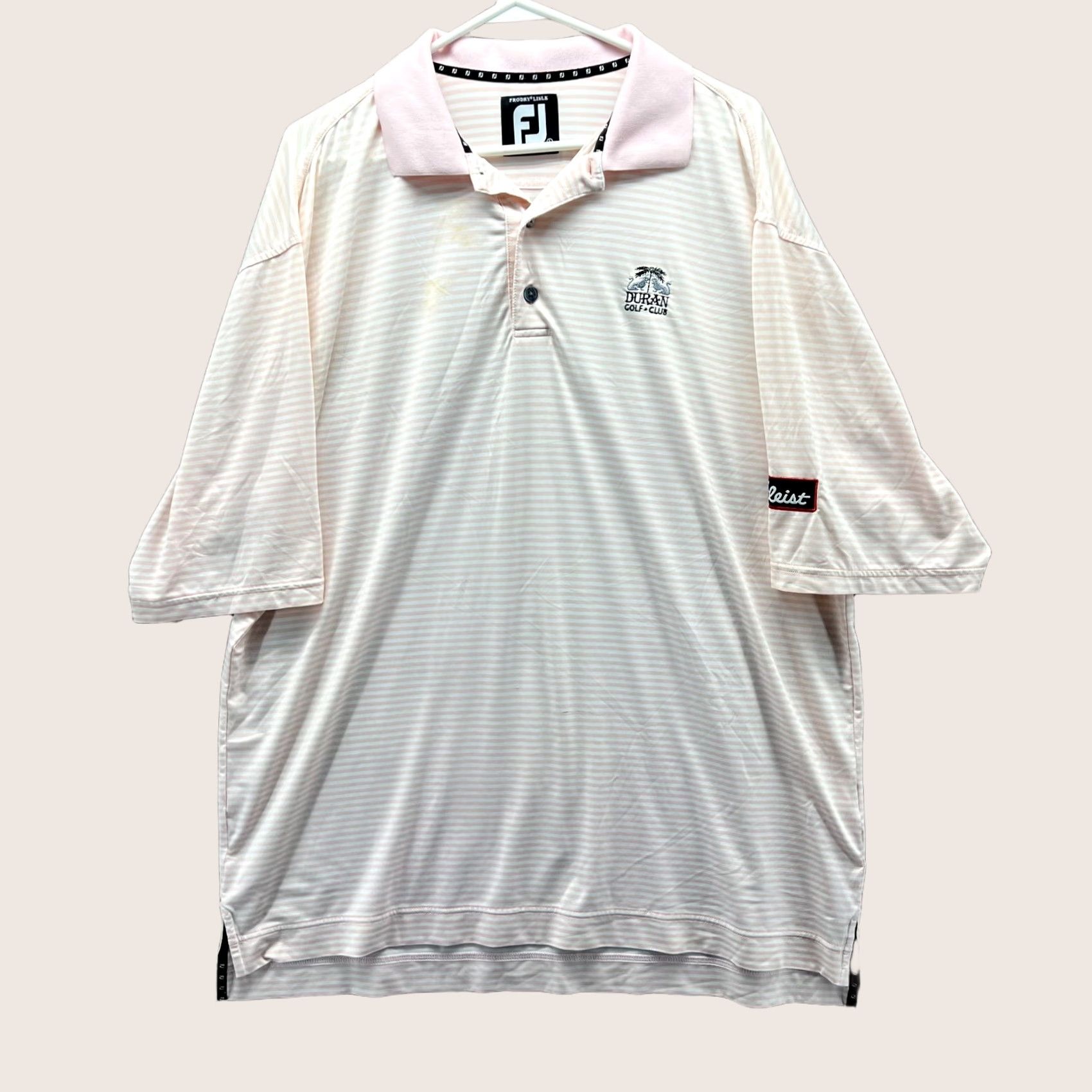 Footjoy Footjoy Polo Shirt Mens Large Pink Striped Embroidered Golf Club Duran Titleist Vintage Size US L / EU 52-54 / 3 - 1 Thumbnail