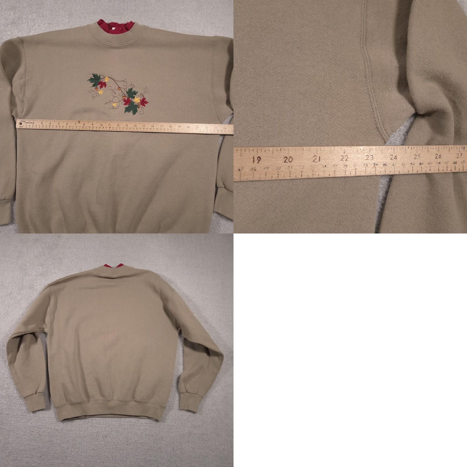 Fruit Of The Loom VINTAGE Fruit of the Loom Sweatshirt Womens XL Beige Embroidered Leaf Acorn Fall Pullover Crew Mens Size XL / US 12-14 / IT 48-50 - 8 Thumbnail