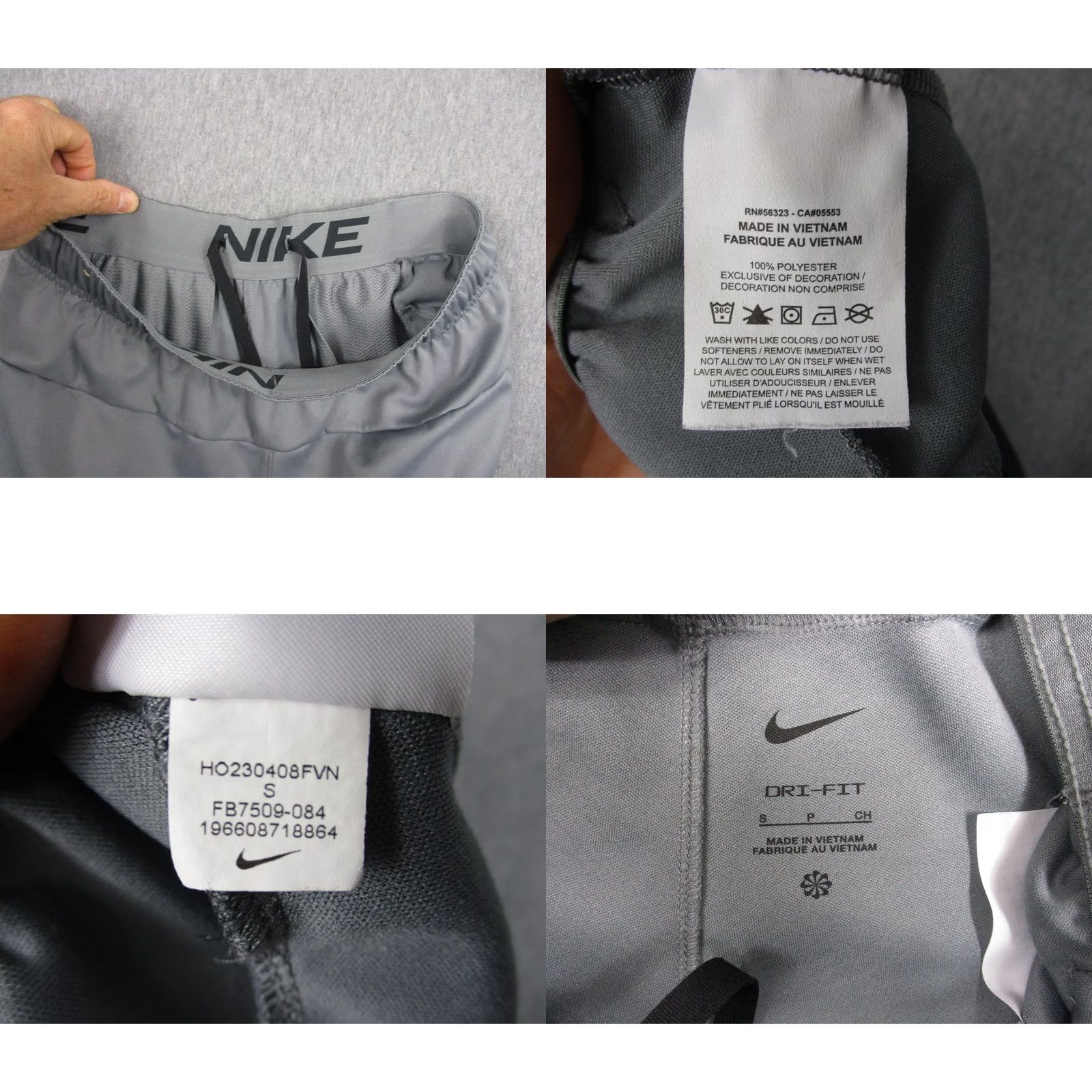 Nike Nike Dri-FIT Pants Mens S Gray Track Zip Hem Pockets FB7509-084 Size US 29 - 8 Thumbnail