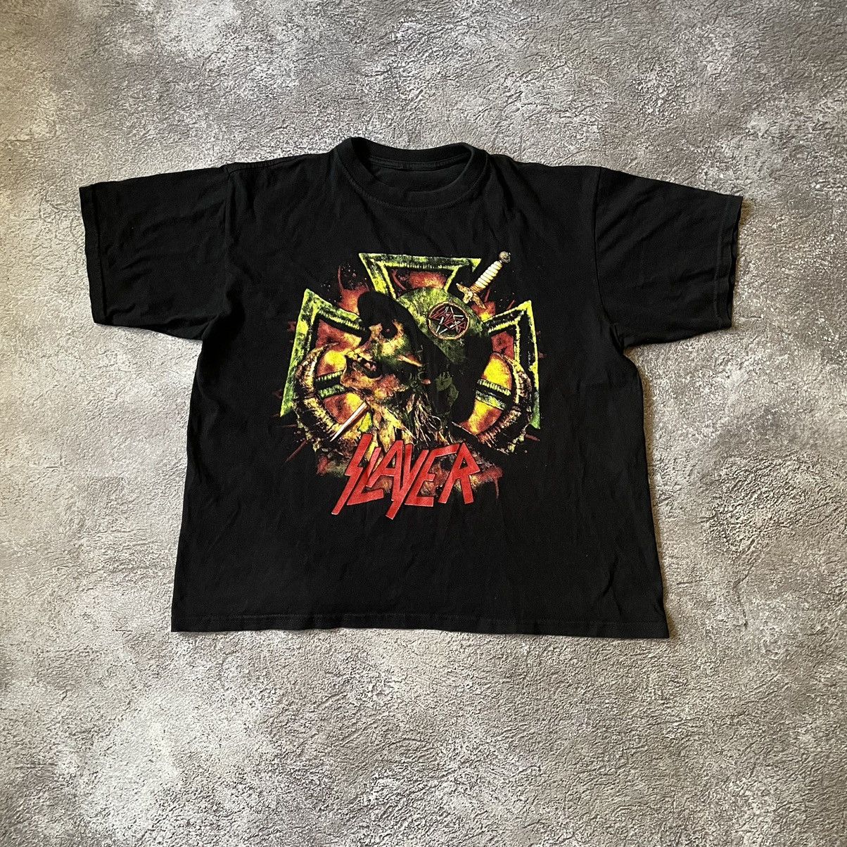Vintage Vintage 90s Slayer Graphic Tee Thrashed Grunge Cropped M Size US M / EU 48-50 / 2 - 3 Thumbnail