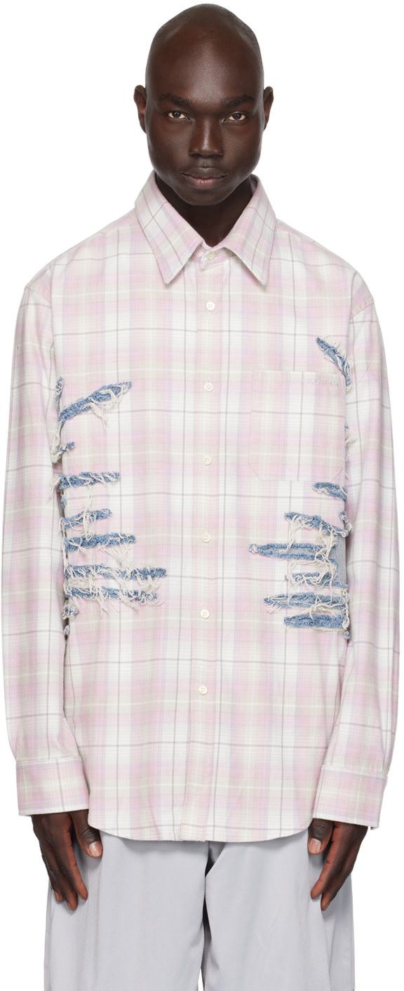 image of Yproject Oversized Whisker Shirt in Pink/Grey, Men's (Size Small)