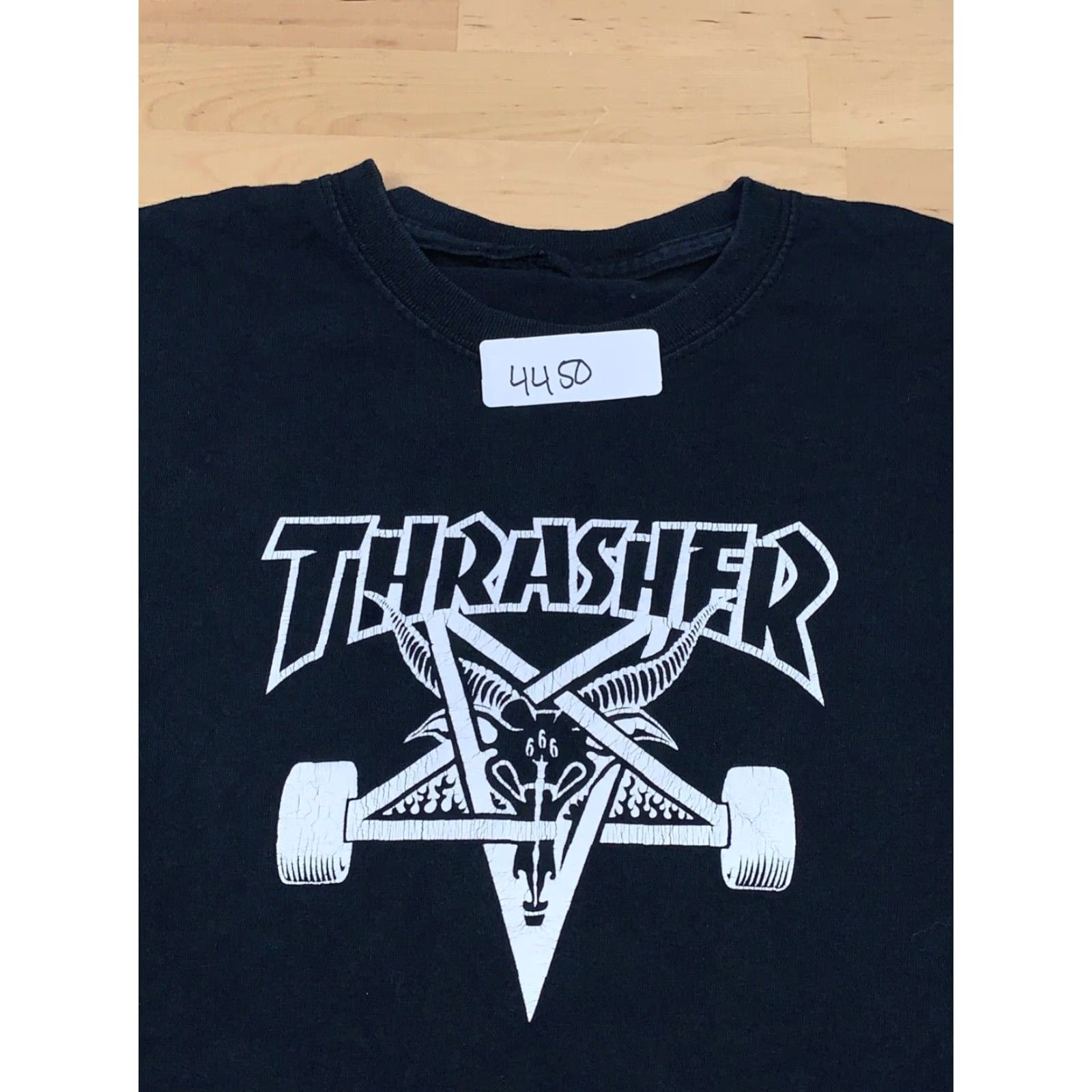 Thrasher VINTAGE Thrasher 4450 T Shirt Black Small Unisex Adults 90s Logo Skate Crew Neck Short Sleeve 666 Skategoat? Size US S / EU 44-46 / 1 - 4 Thumbnail