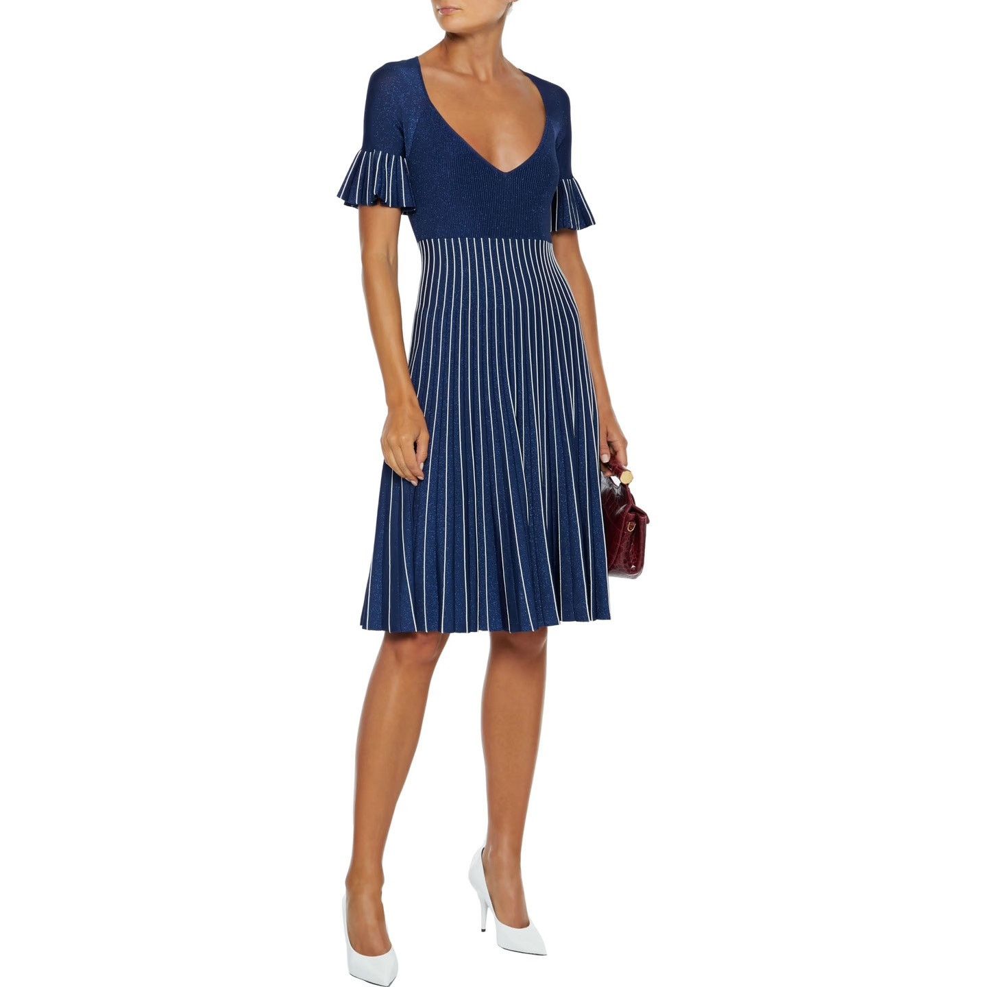Jonathan Simkhai JONATHAN SIMKHAI Pleated Metallic Stretch-knit Dress Size M / US 6-8 / IT 42-44 - 1 Thumbnail
