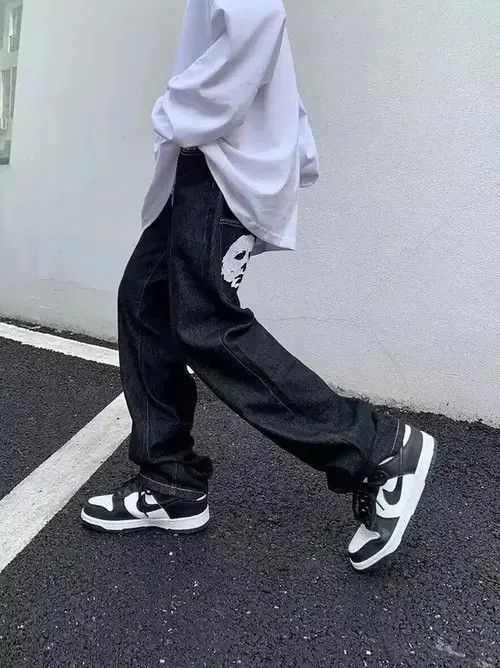 Japanese Brand × Jean Retro washed weird skull print straight jeans Size US 32 / EU 48 - 4 Thumbnail
