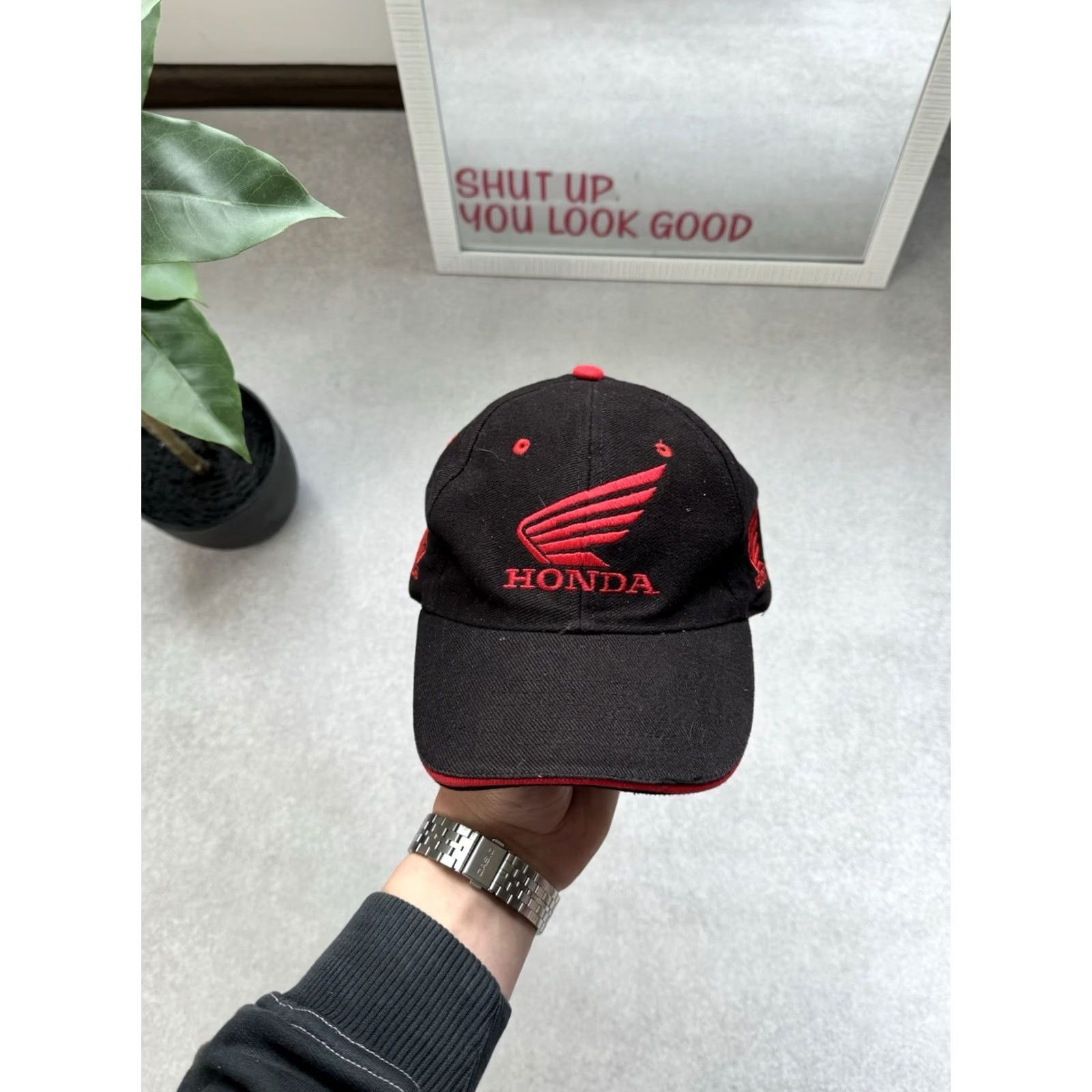 Honda VINTAGE Honda Big Logo Racing Black Cap Men One Size Size ONE SIZE - 2 Thumbnail