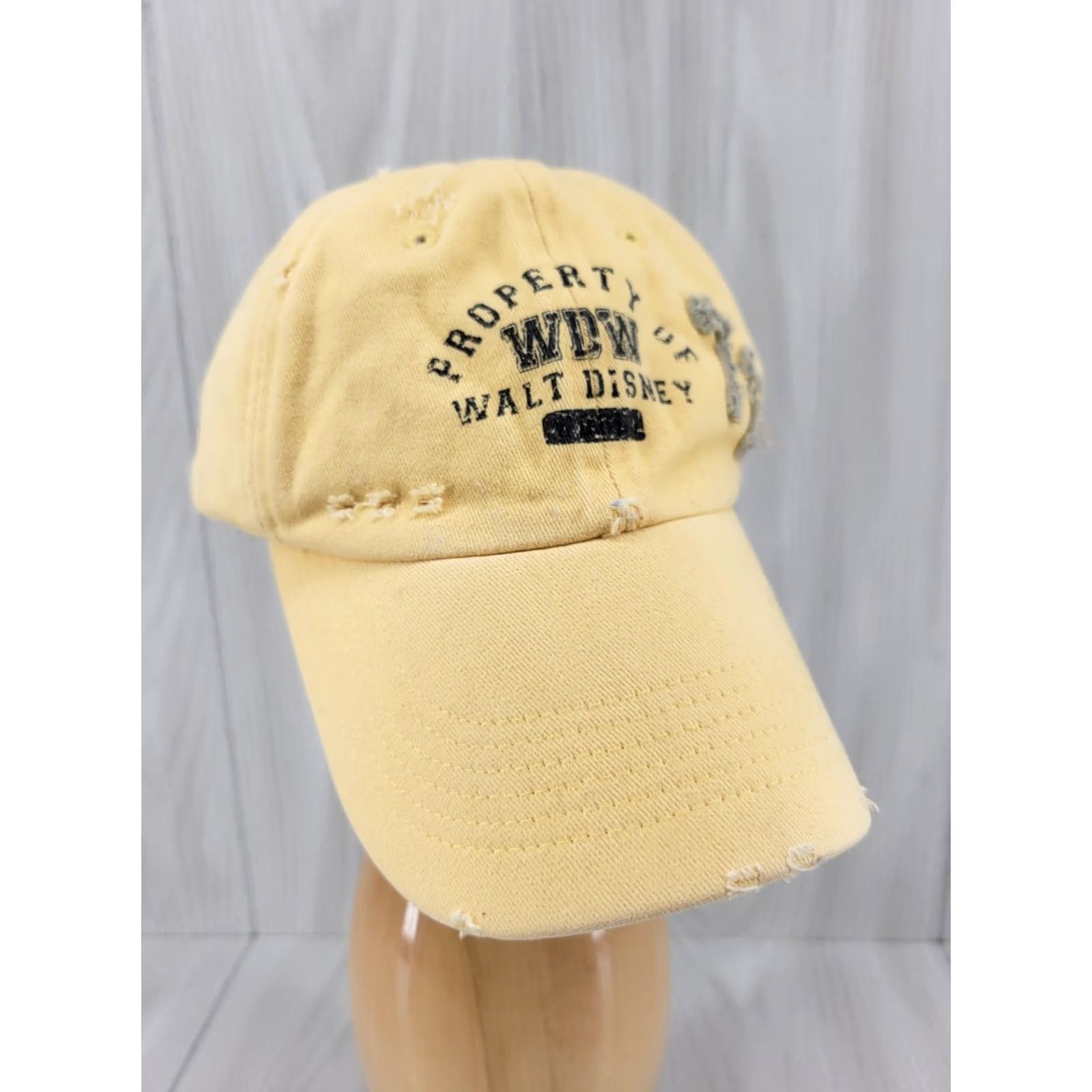 Disney VINTAGE Disney Property of Walt Disney World Strapback Dad Hat Cap Yellow Embroidered 71 Logo Hat Mens Adults Adjustable 2000s 90s Logo Disney World Size ONE SIZE - 2 Thumbnail
